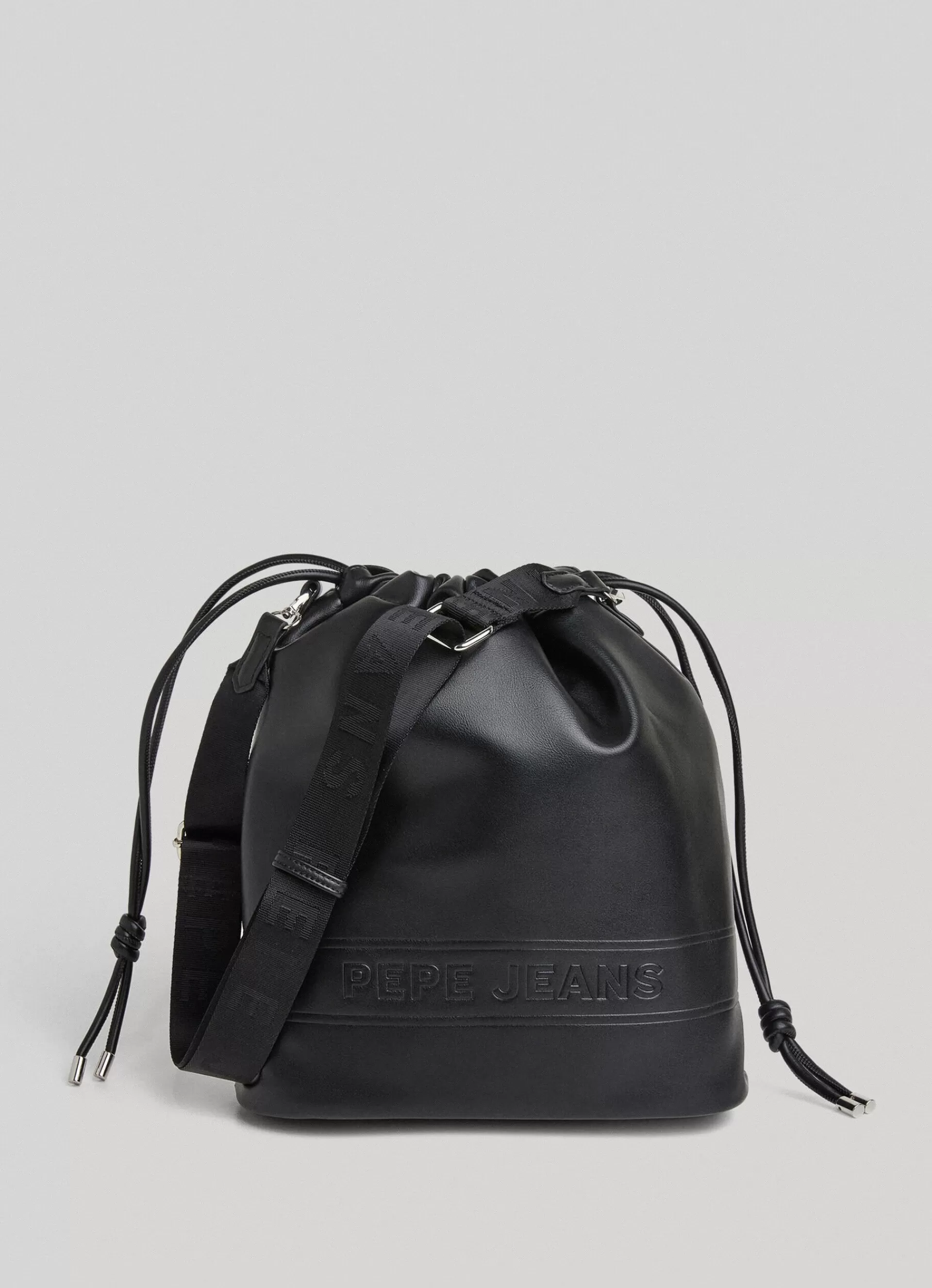 Bags & Backpacks*Women Pepe Jeans EMBOSSED LOGO BUCKET BAG Black