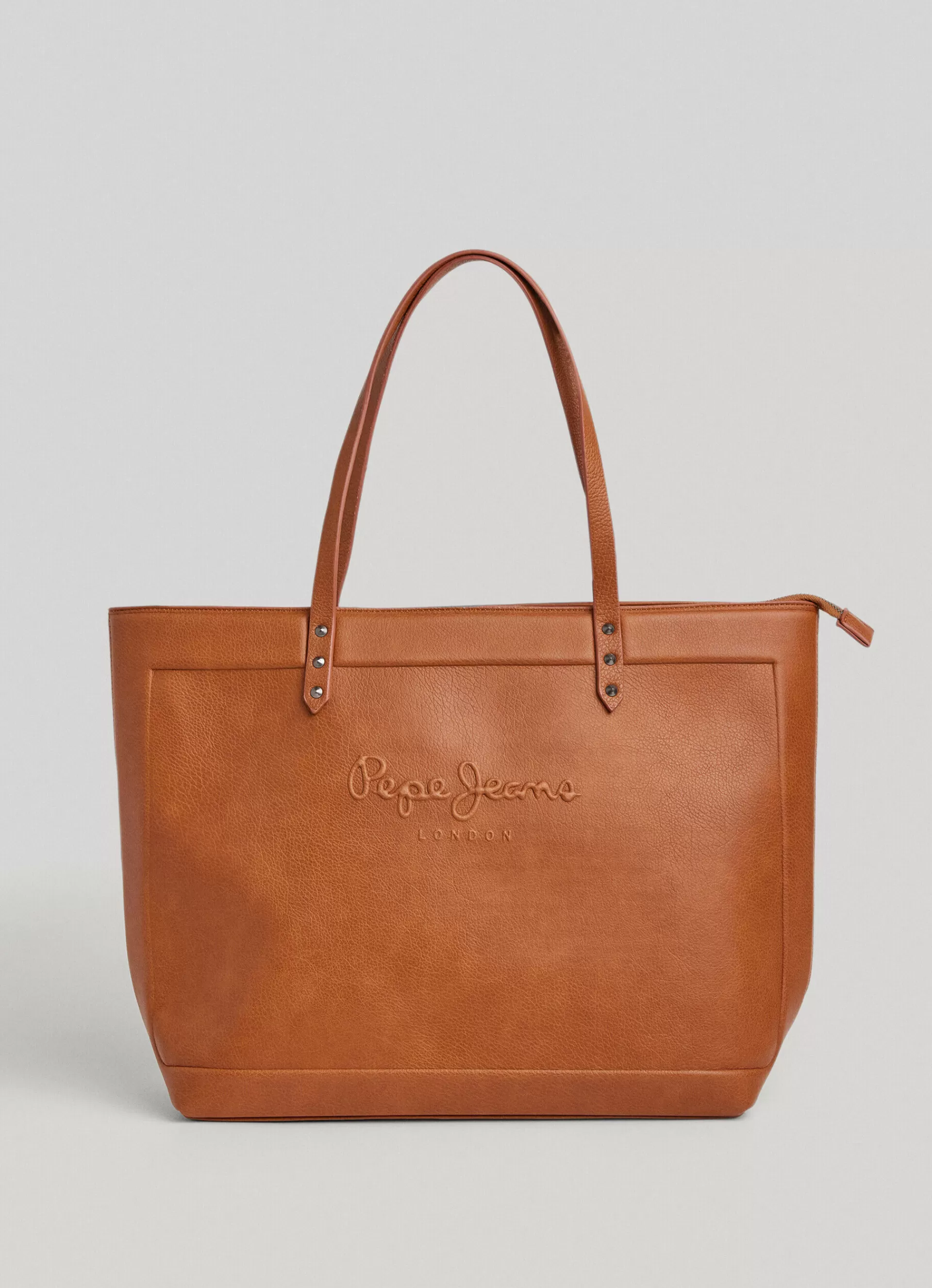 Bags & Backpacks*Women Pepe Jeans EMBOSSED LOGO TOTE BAG Nut Brown