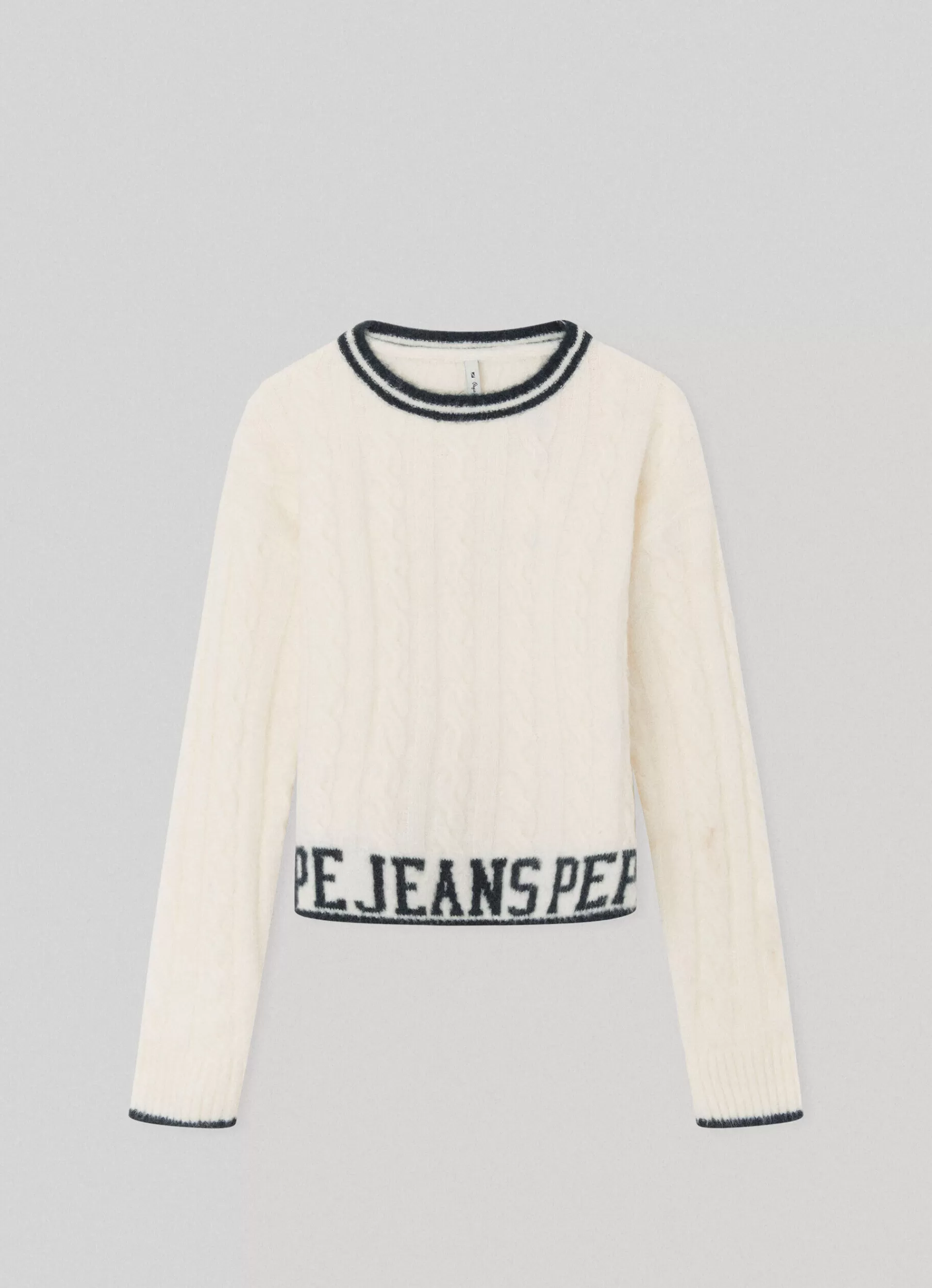 Sweats & Knits*KIDS Pepe Jeans EMBROIDERED LOGO BOXY FIT JUMPER Mousse White