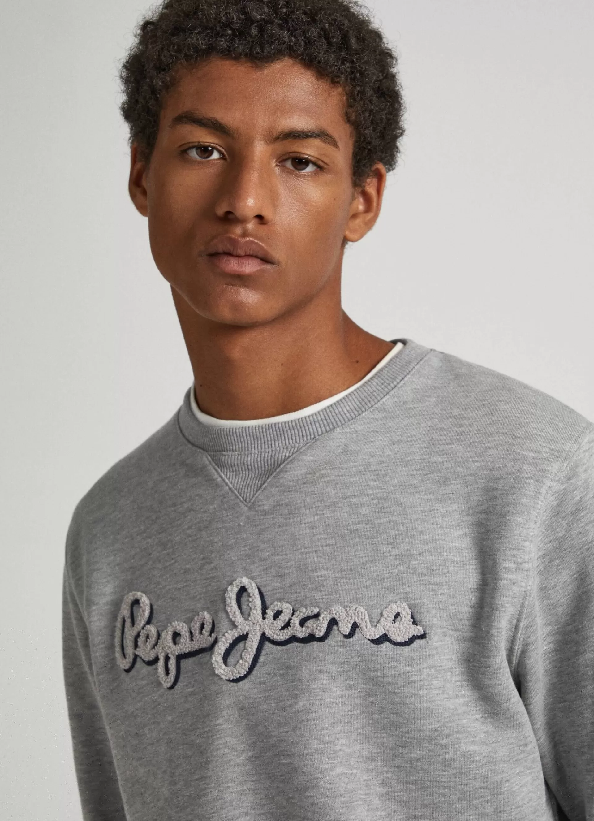 Sweatshirts & Hoodies*Men Pepe Jeans EMBROIDERED LOGO COTTON SWEATSHIRT Marl Grey