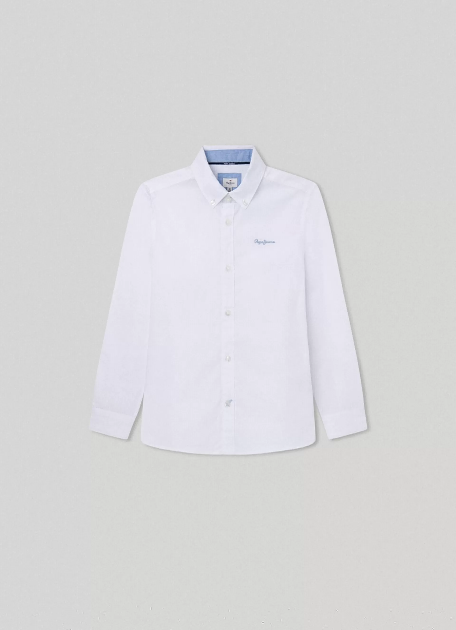 Polos & Shirts*KIDS Pepe Jeans EMBROIDERED LOGO POPLIN SHIRT White