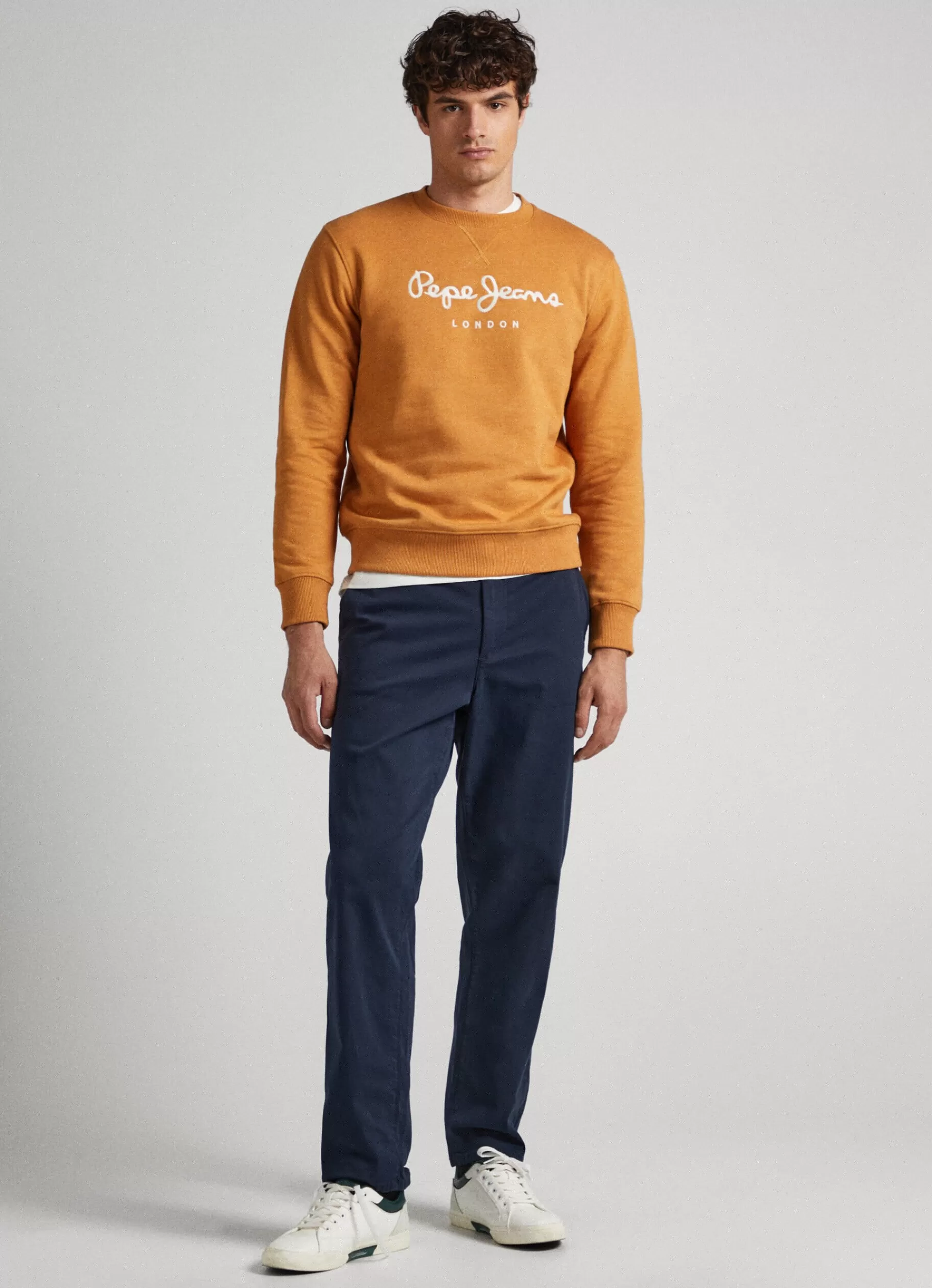 Sweatshirts & Hoodies*Men Pepe Jeans EMBROIDERED LOGO SWEATSHIRT Ochre Yellow