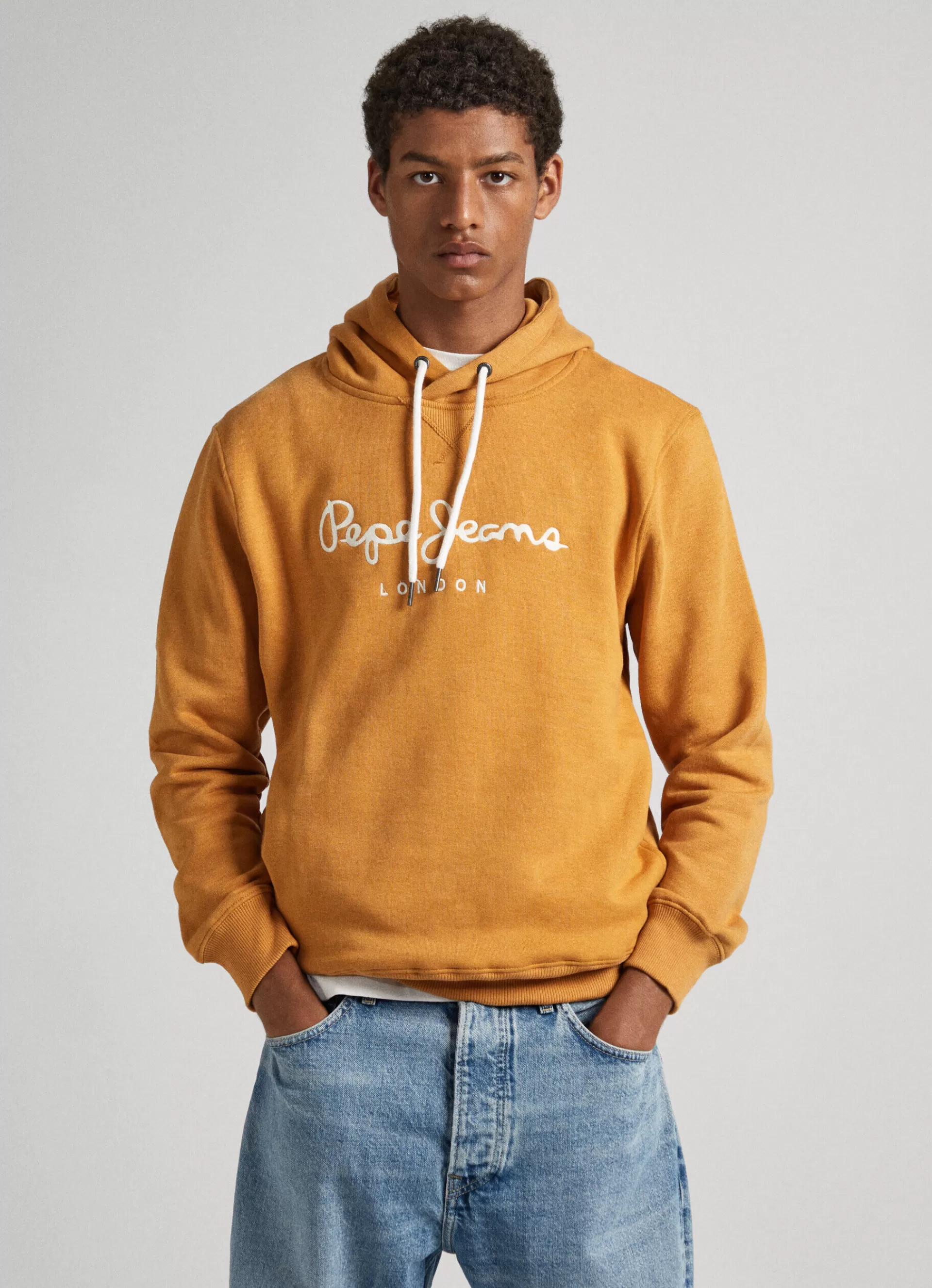 Sweatshirts & Hoodies*Men Pepe Jeans EMBROIDERED LOGO SWEATSHIRT Ochre Yellow