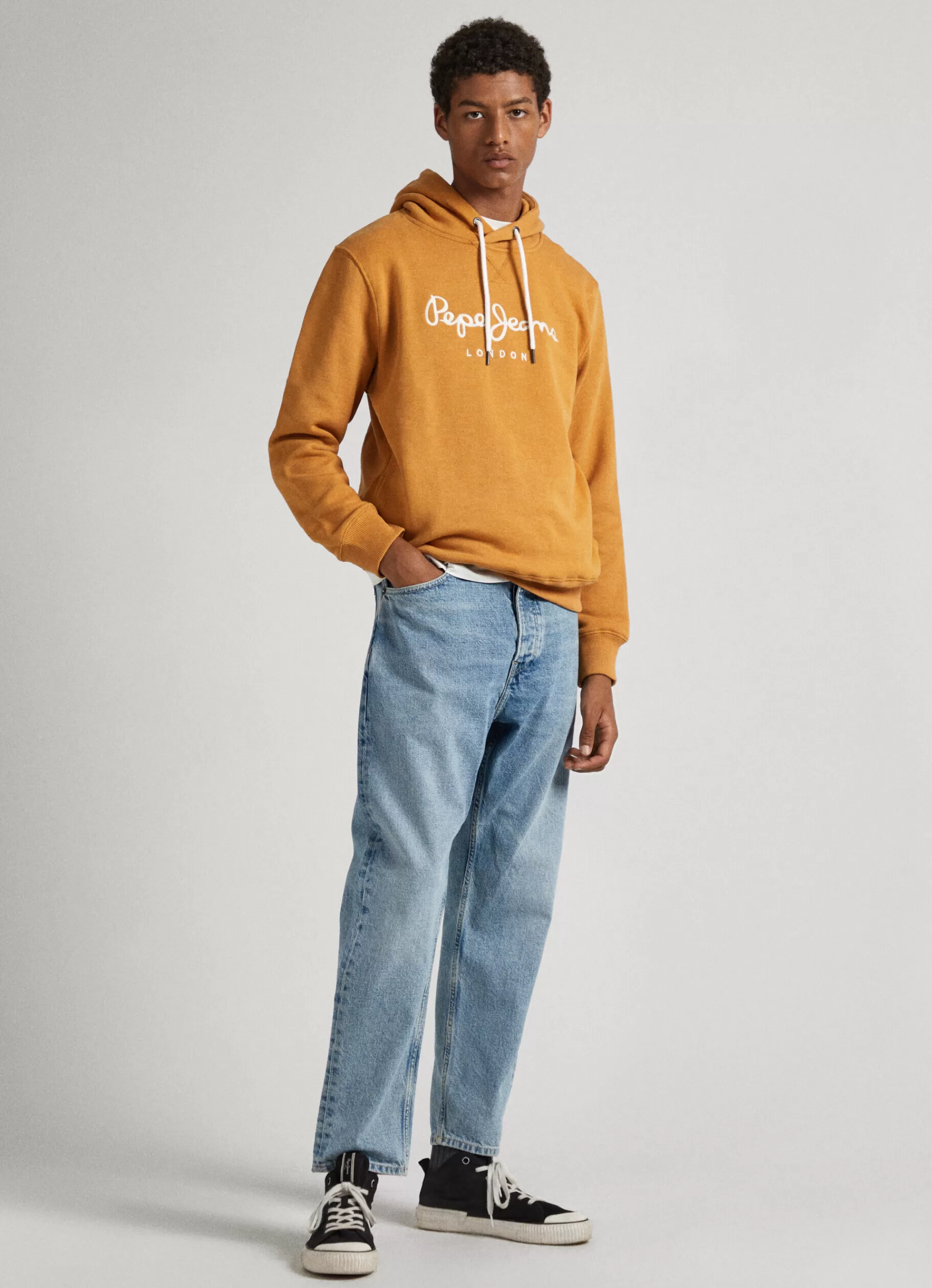 Sweatshirts & Hoodies*Men Pepe Jeans EMBROIDERED LOGO SWEATSHIRT Ochre Yellow