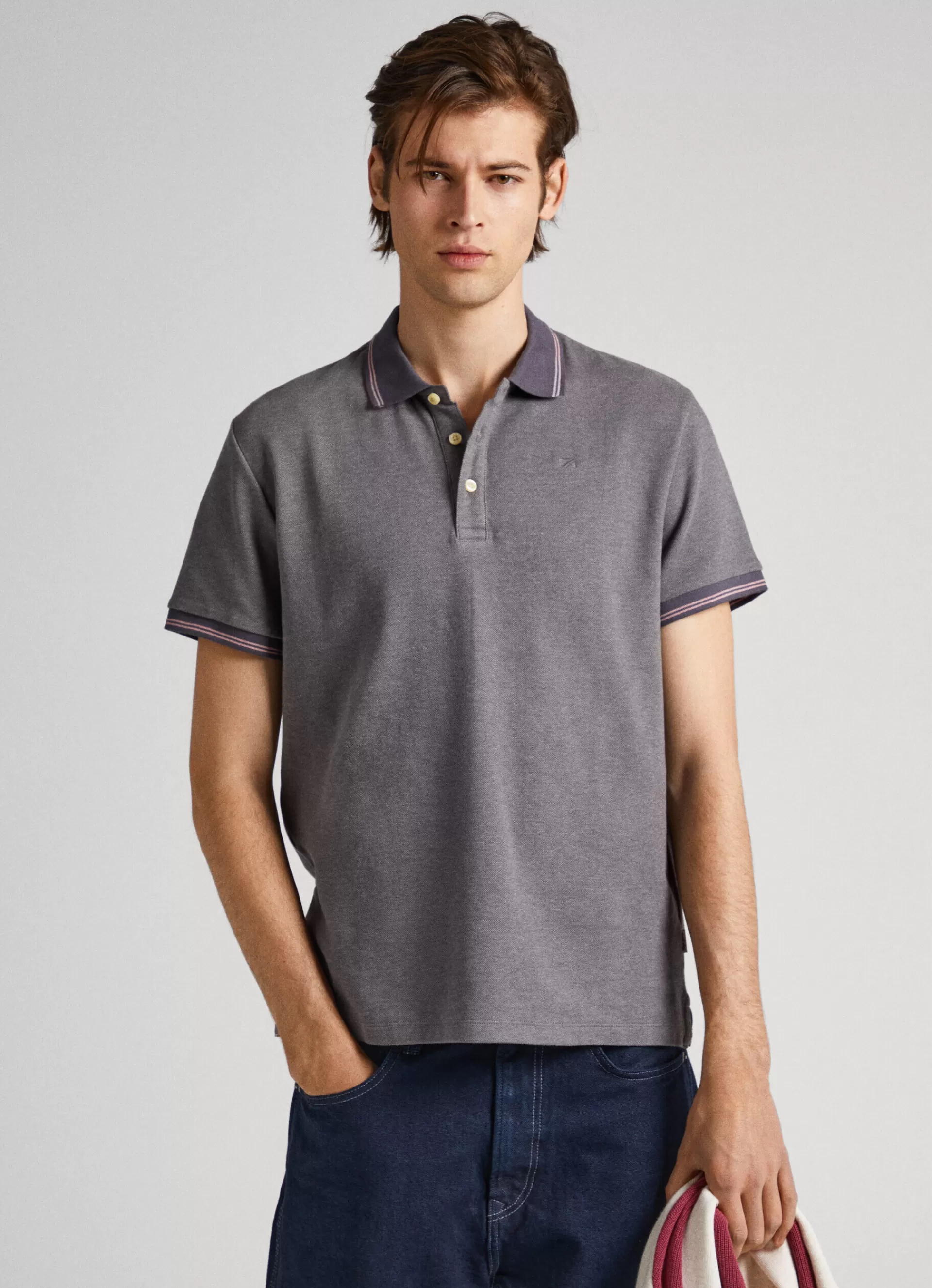 Polo shirts*Men Pepe Jeans FLAG LOGO POLO SHIRT Thunder Grey