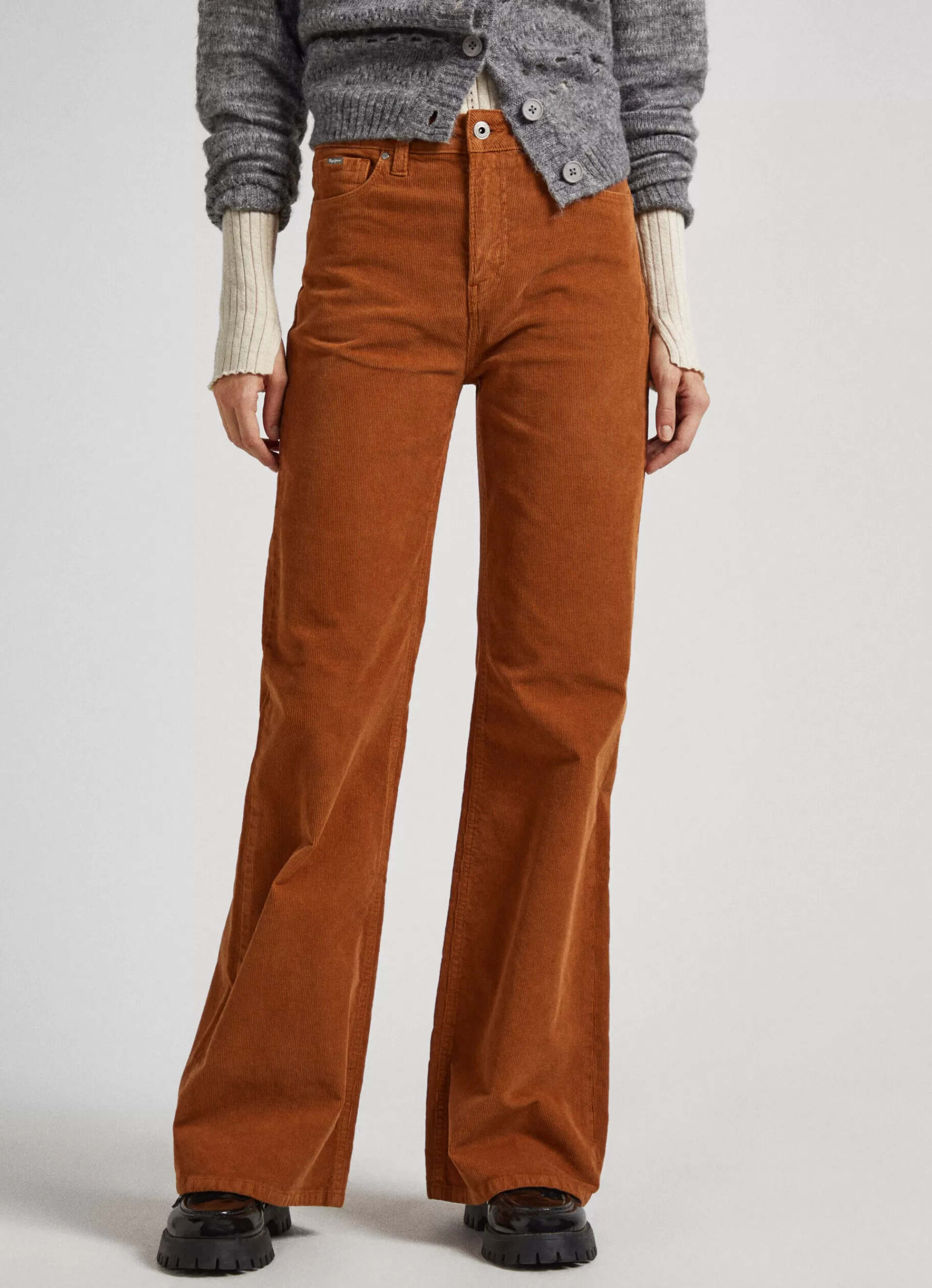 Pants*Women Pepe Jeans FLARED CORDUROY TROUSERS Tobacco Brown