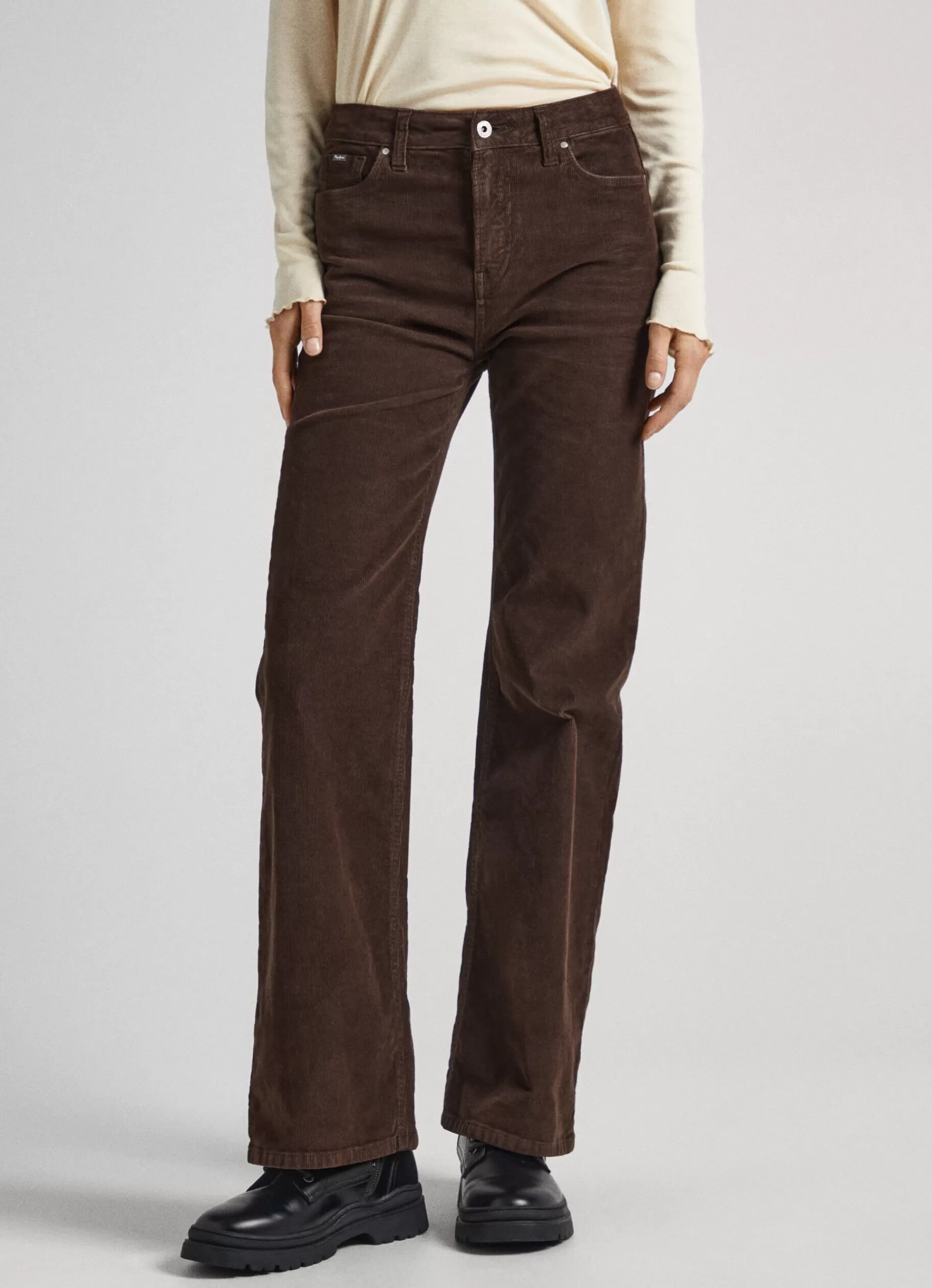 Pants*Women Pepe Jeans FLARED CORDUROY TROUSERS Trail Brown