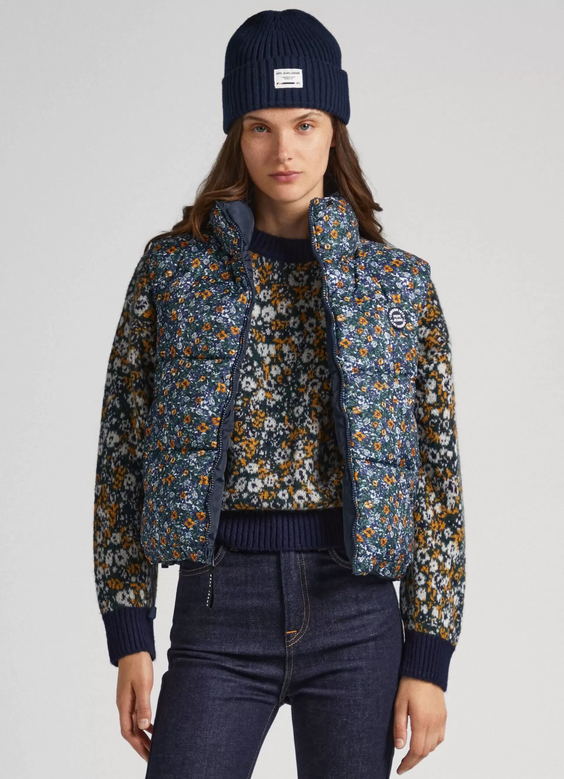 Coats & Jackets*Women Pepe Jeans FLORAL PADDED WAISTCOAT Multi