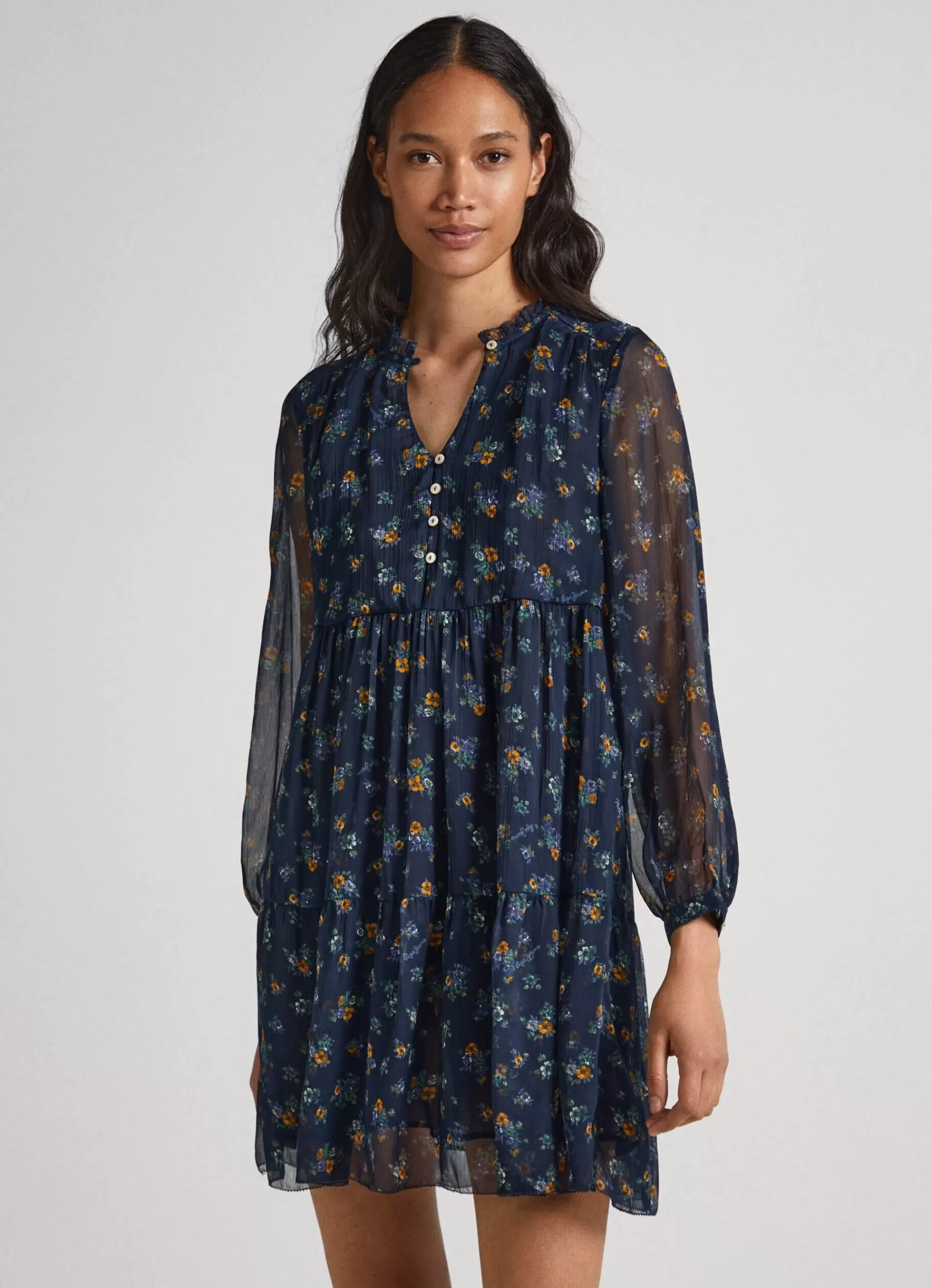 Dresses & Jumpsuits*Women Pepe Jeans FLORAL PRINT CHIFFON DRESS Multi