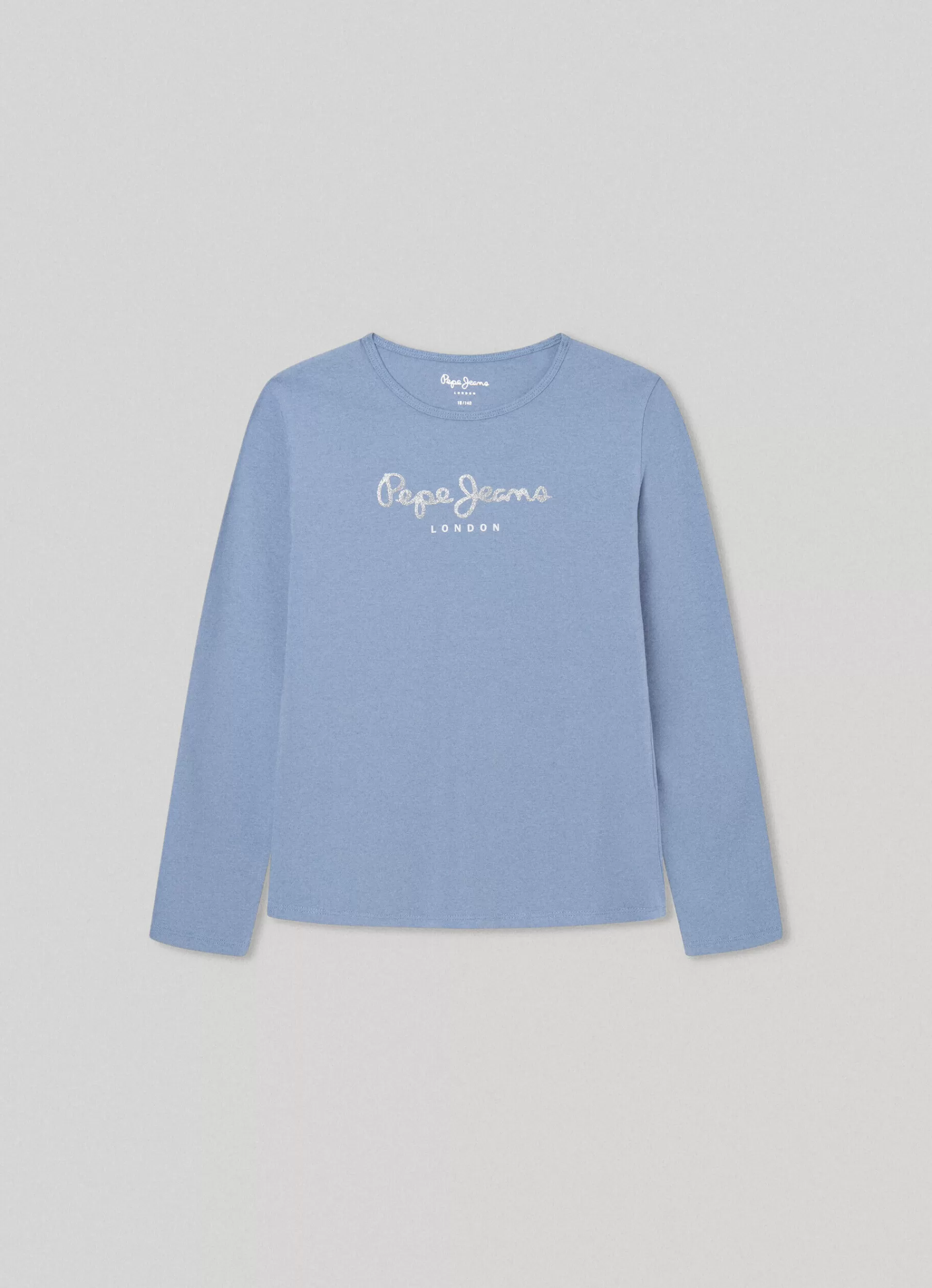 Shirts & T-shirts*KIDS Pepe Jeans FRONT GLITTER LOGO T-SHIRT Steel Blue