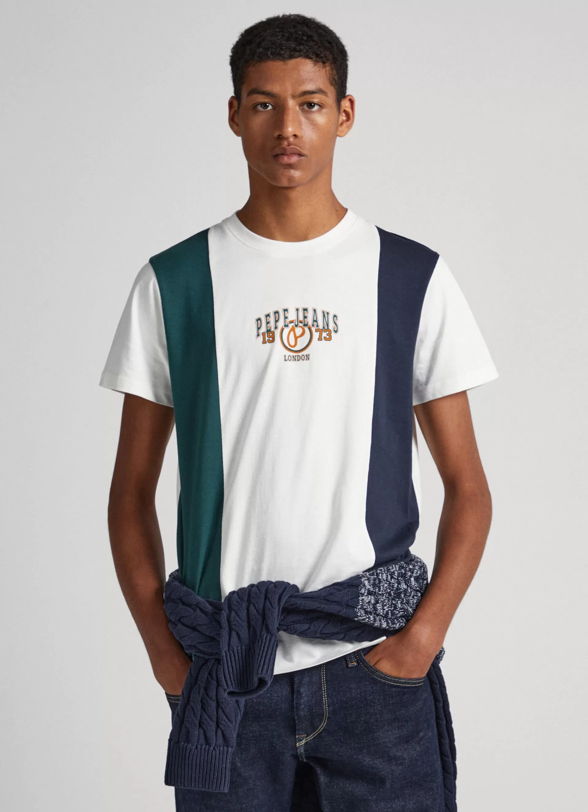 T-shirts*Men Pepe Jeans FRONT PANEL T-SHIRT Off White