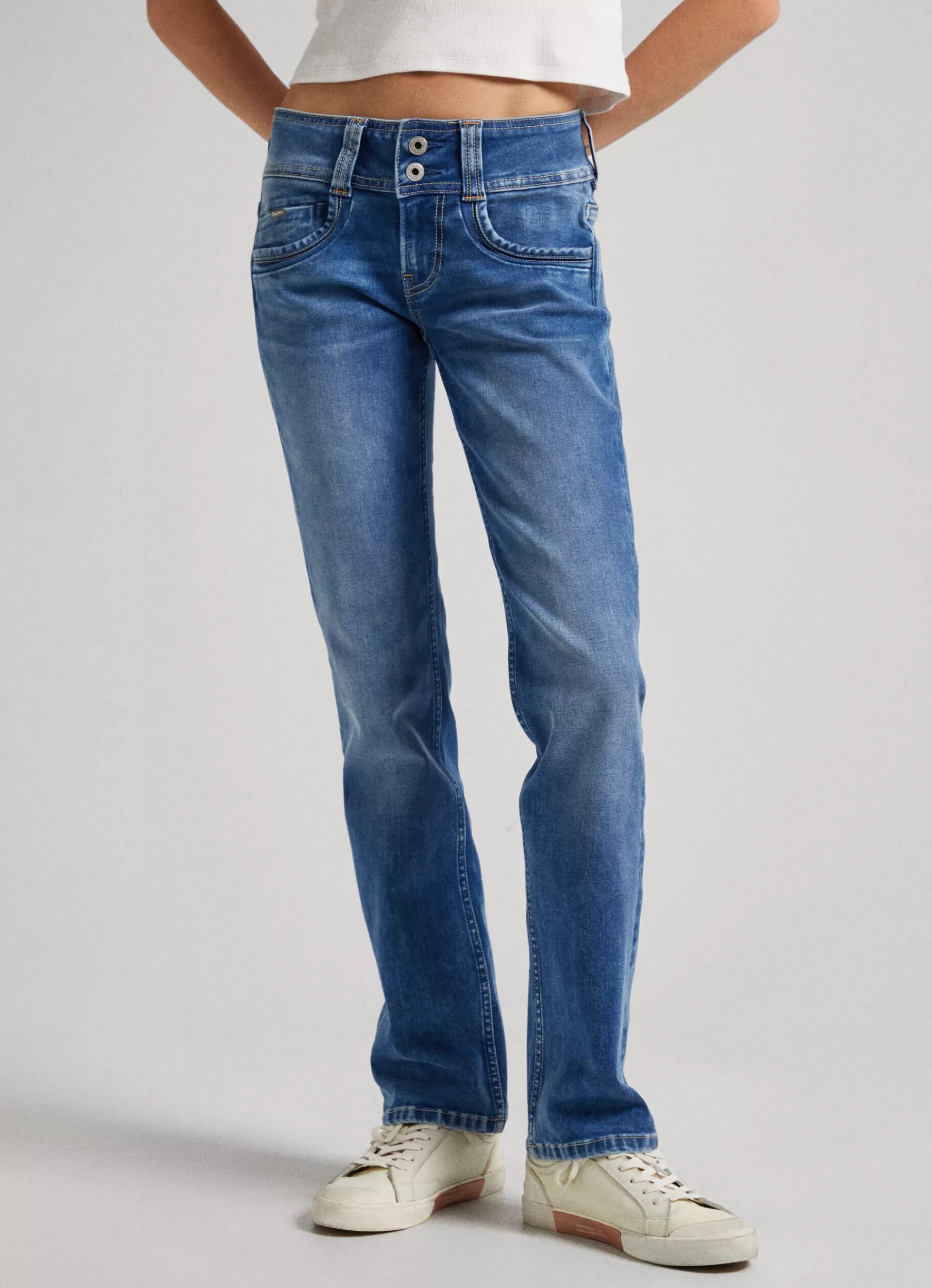 Straight*Women Pepe Jeans GEN REGULAR FIT MID-RISE JEANS Denim