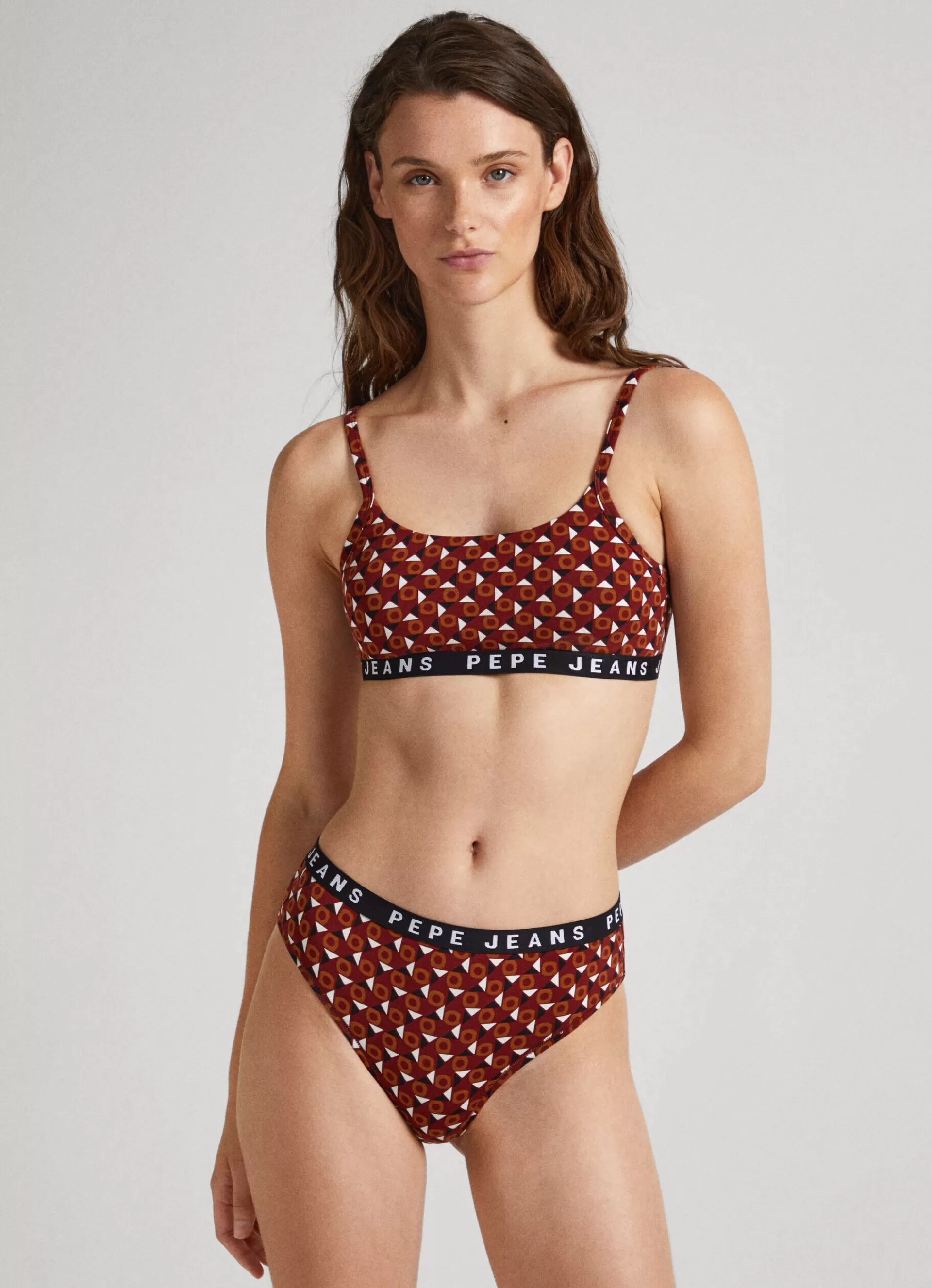 Underwear*Women Pepe Jeans GEOMETRIC PRINT BRALETTE Bordeaux Red