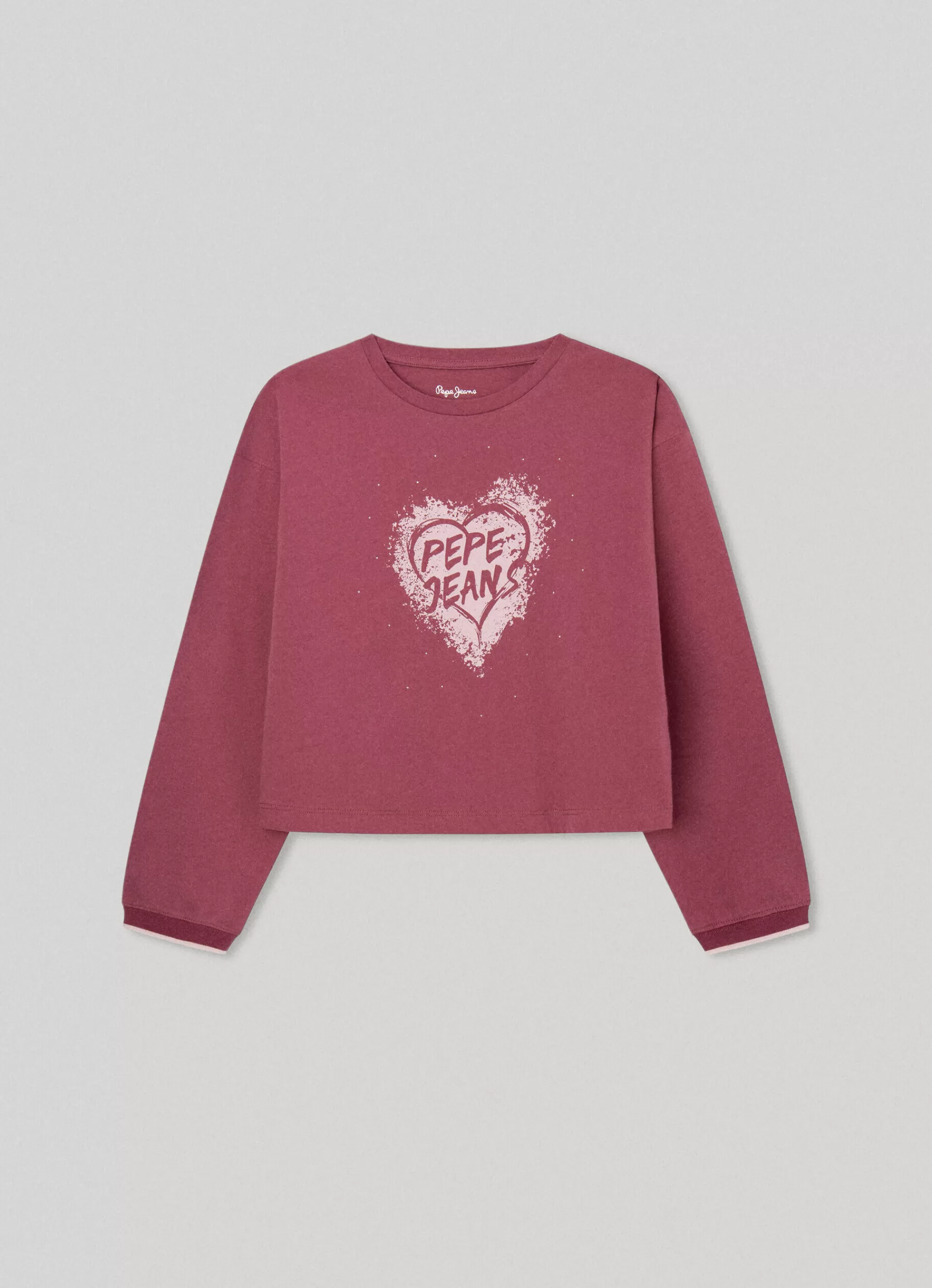 Shirts & T-shirts*KIDS Pepe Jeans HEART LOGO T-SHIRT Crushed Berry Red