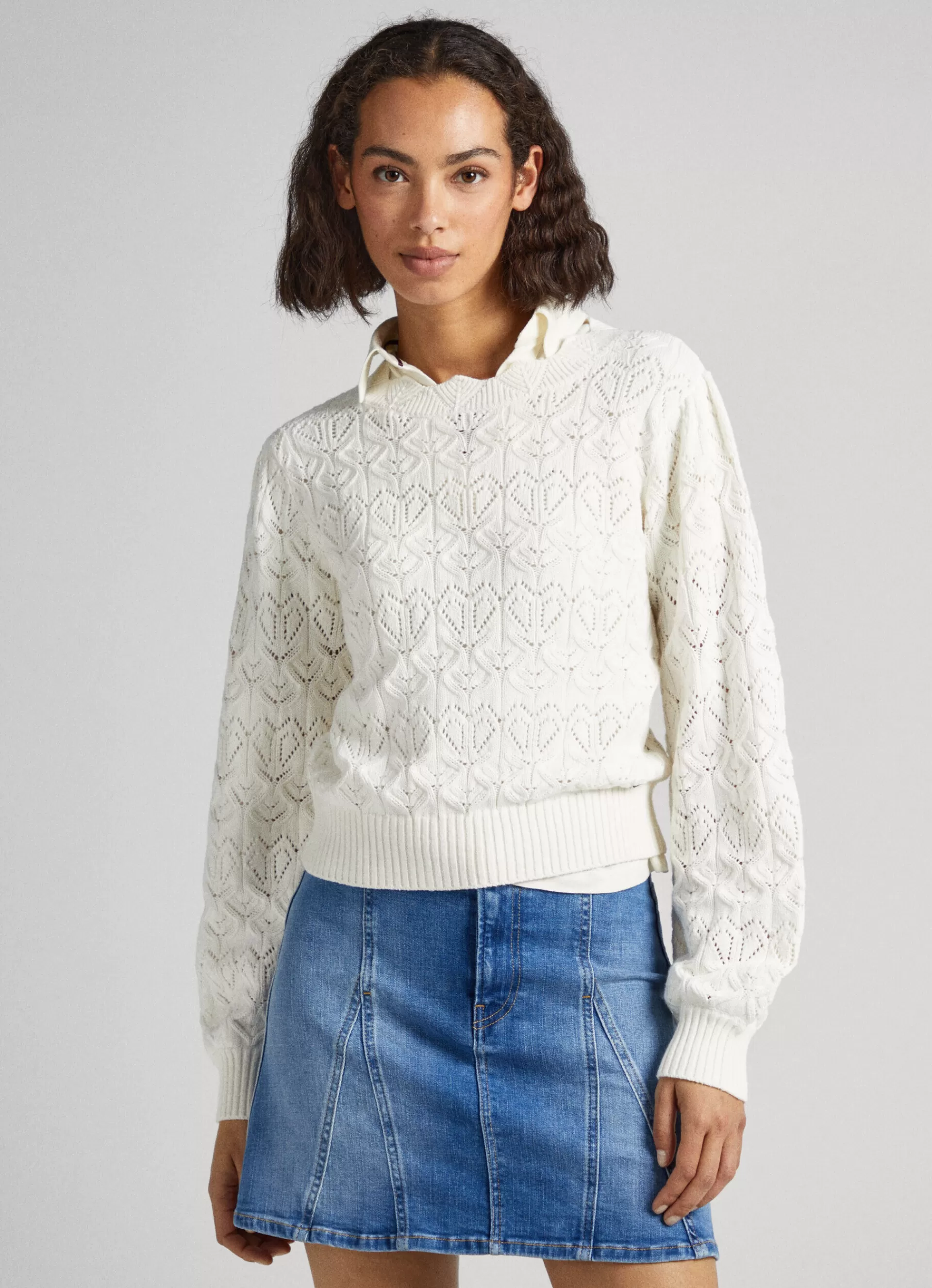 Sweaters & Cardigans | Knitwear*Women Pepe Jeans HEARTS OPENWORK KNIT Mousse White