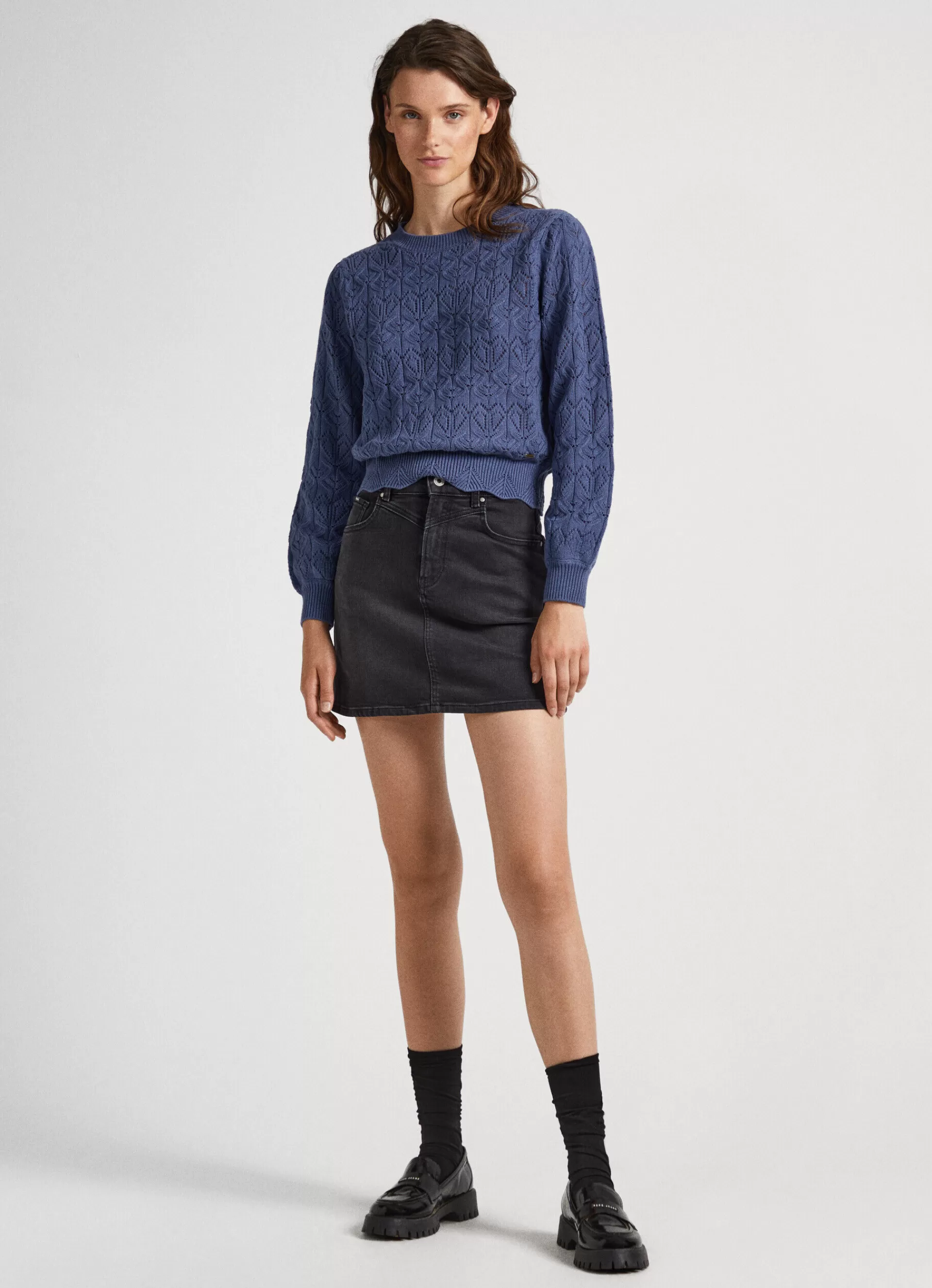 Sweaters & Cardigans*Women Pepe Jeans HEARTS OPENWORK KNIT Chambray Blue