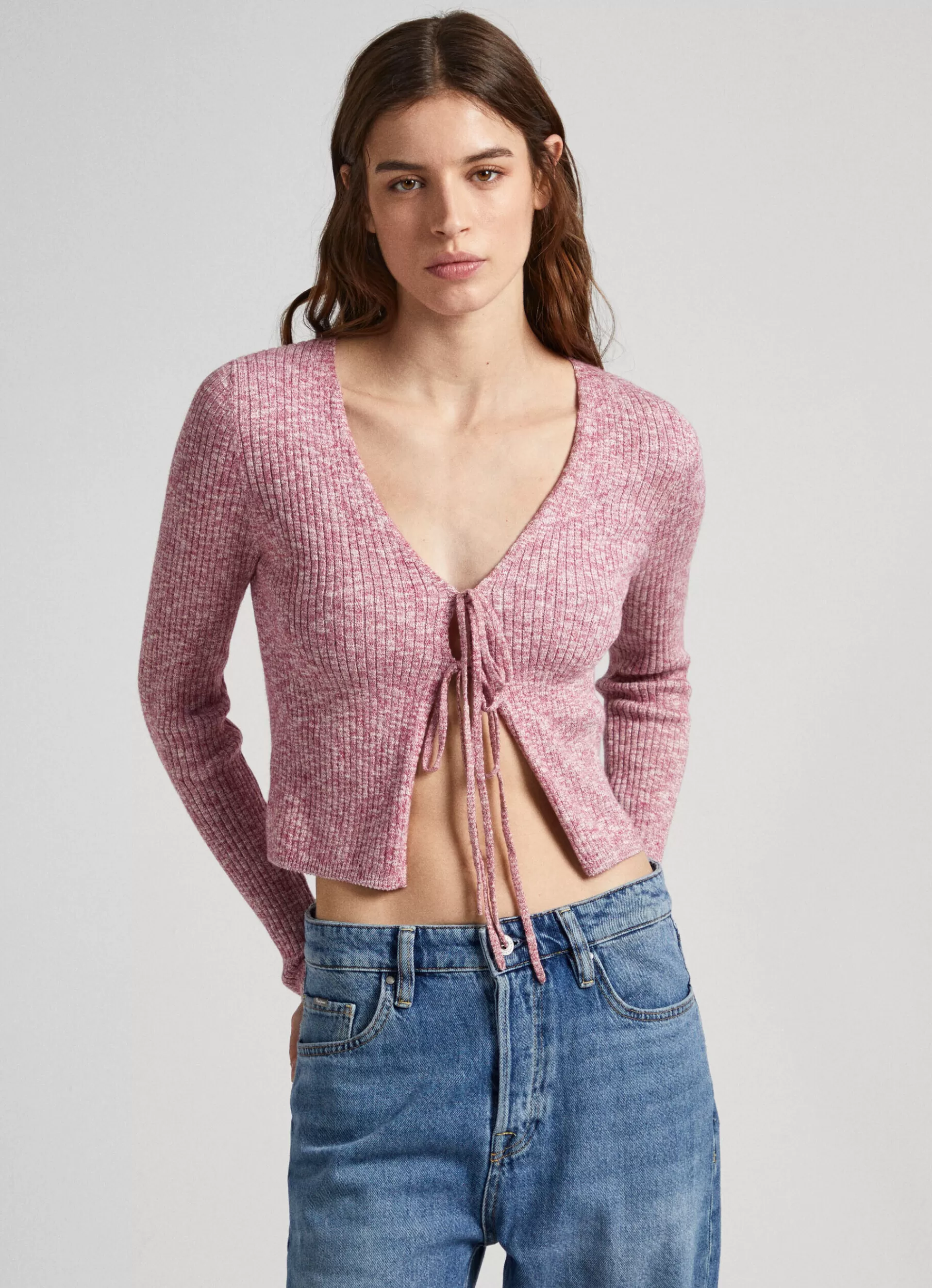 Sweaters & Cardigans | Knitwear*Women Pepe Jeans HEATHERED MELANGE COTTON CARDIGAN Crushed Berry Red