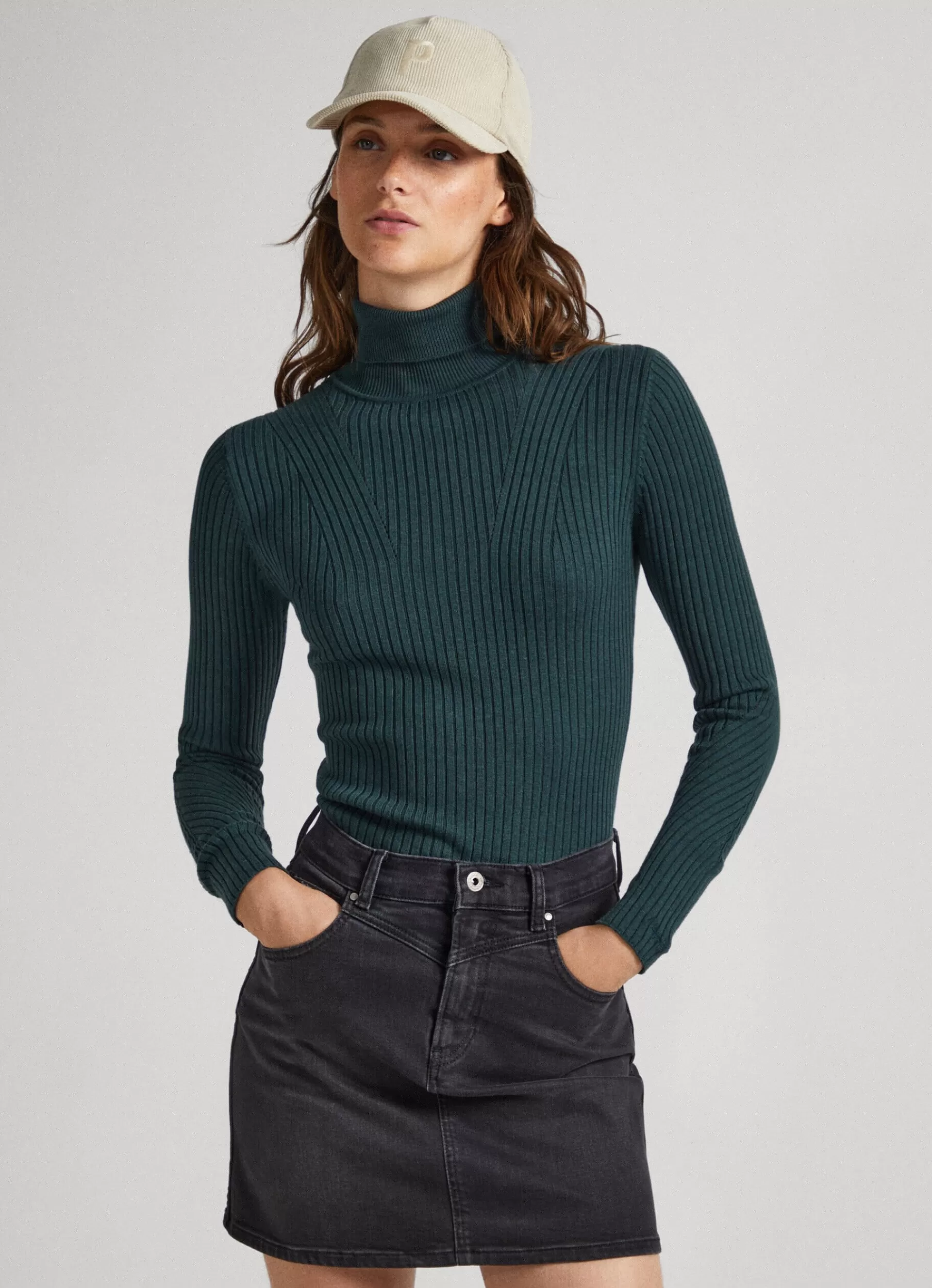 Sweaters & Cardigans | Knitwear*Women Pepe Jeans HIGH NECK RIBBED KNIT Regent Green