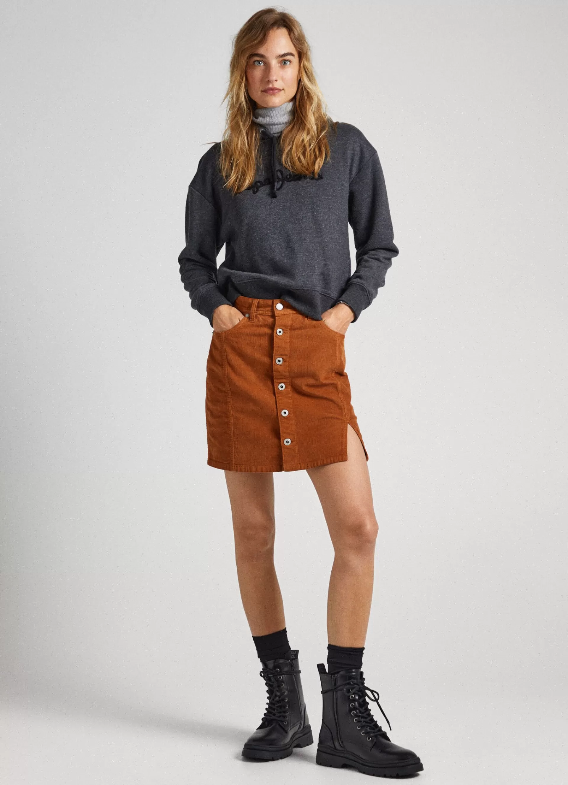 Skirts & Shorts*Women Pepe Jeans HIGH WAIST CORDUROY SKIRT Tobacco Brown