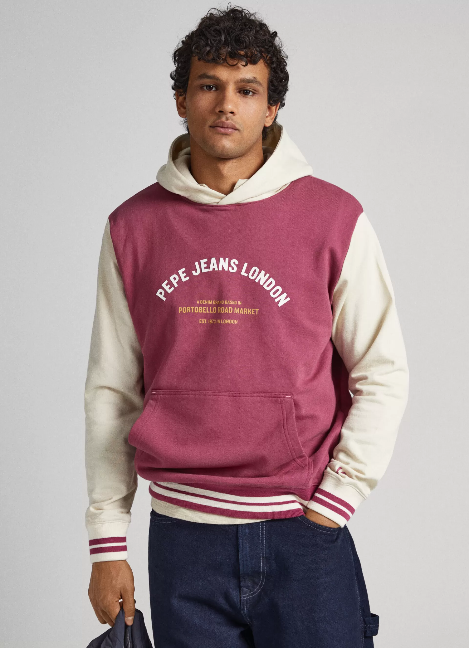 Sweatshirts & Hoodies*Men Pepe Jeans HOODED COTTON SWEATSHIRT Crushed Berry Red- Not Available