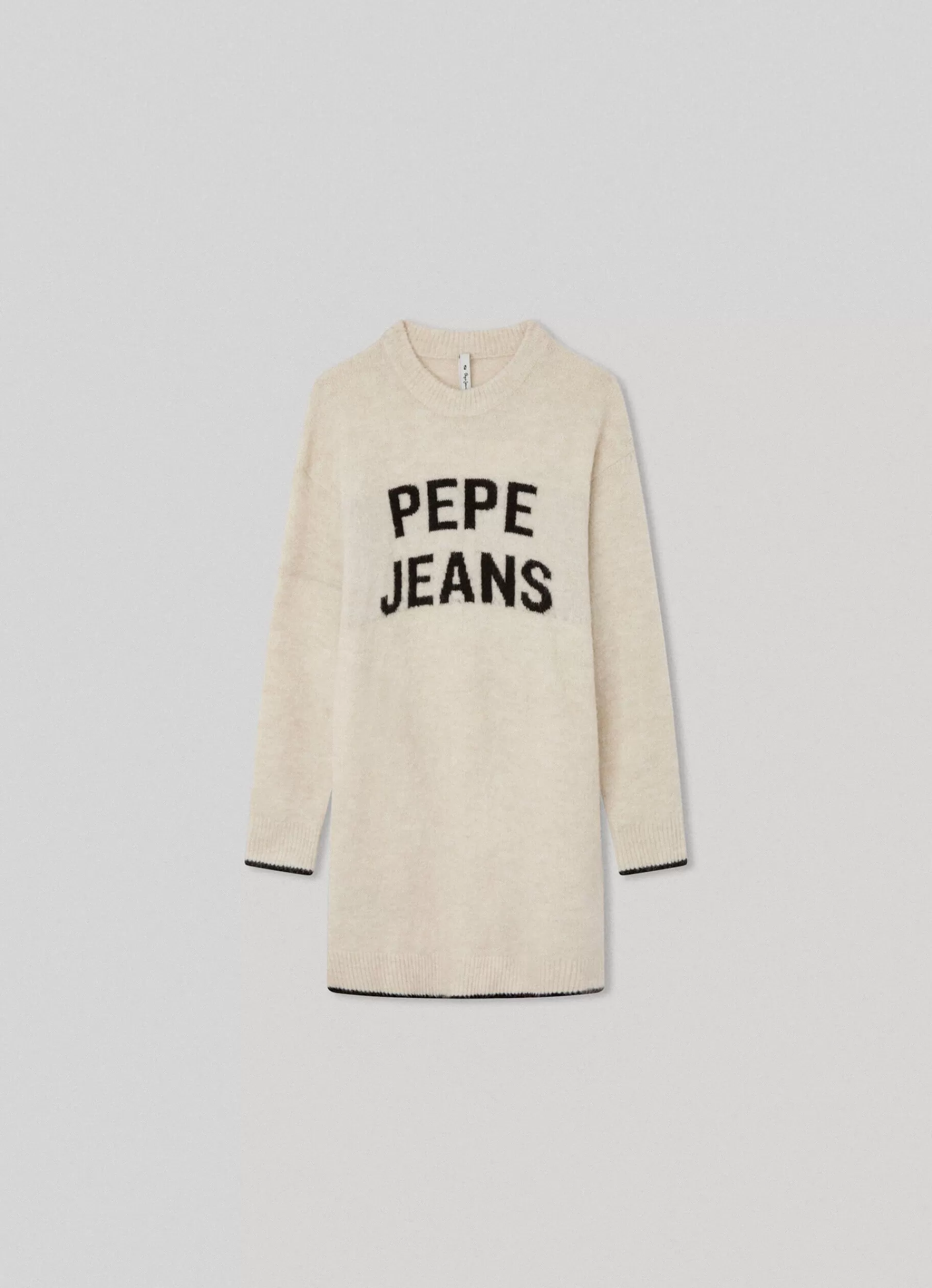 Dresses & Jumpsuits*KIDS Pepe Jeans KNIT DRESS WITH EMBROIDERED LOGO Ivory White