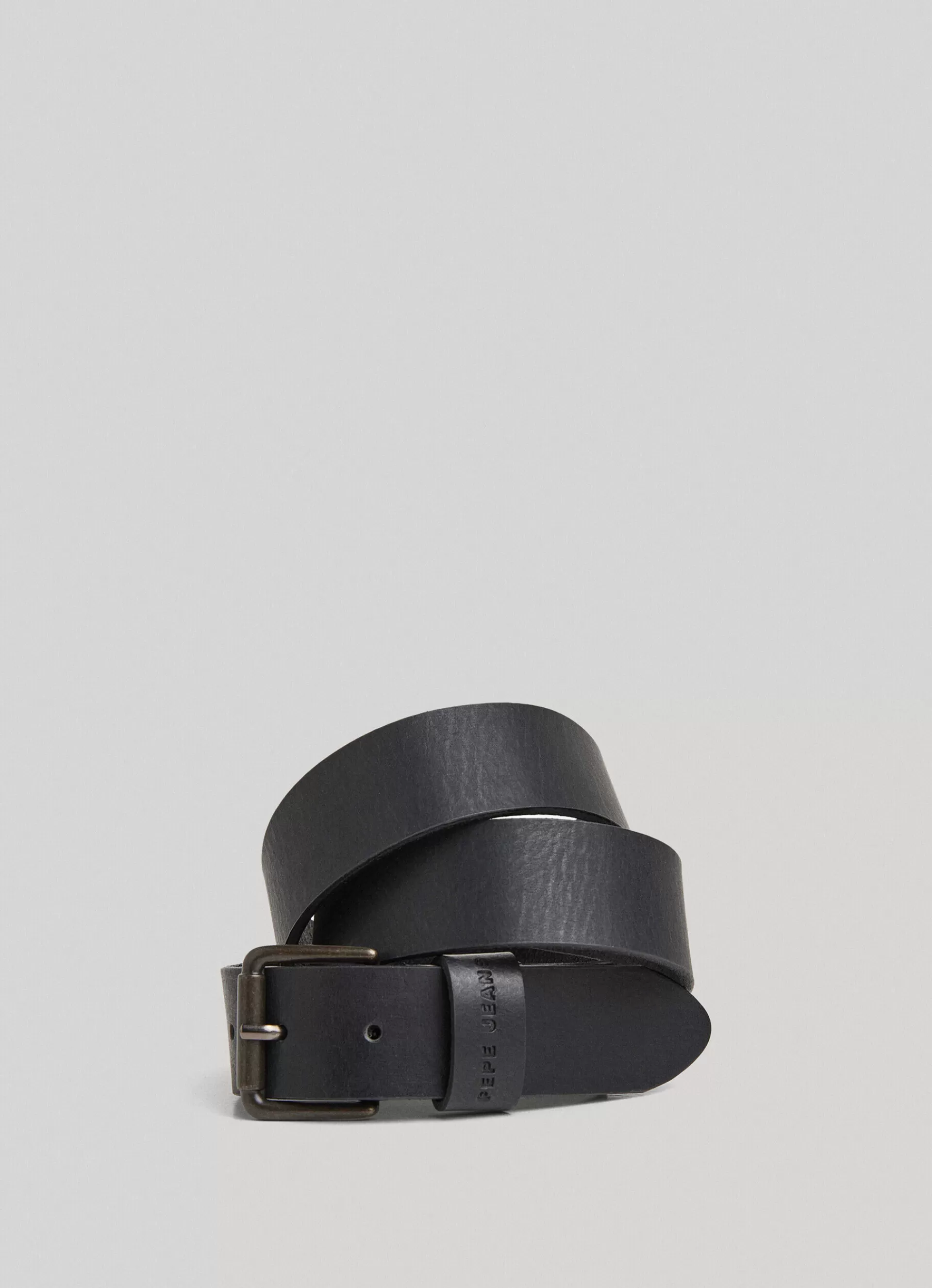 Belts*Men Pepe Jeans LEATHER BELT WITH METAL BUCKLE Black