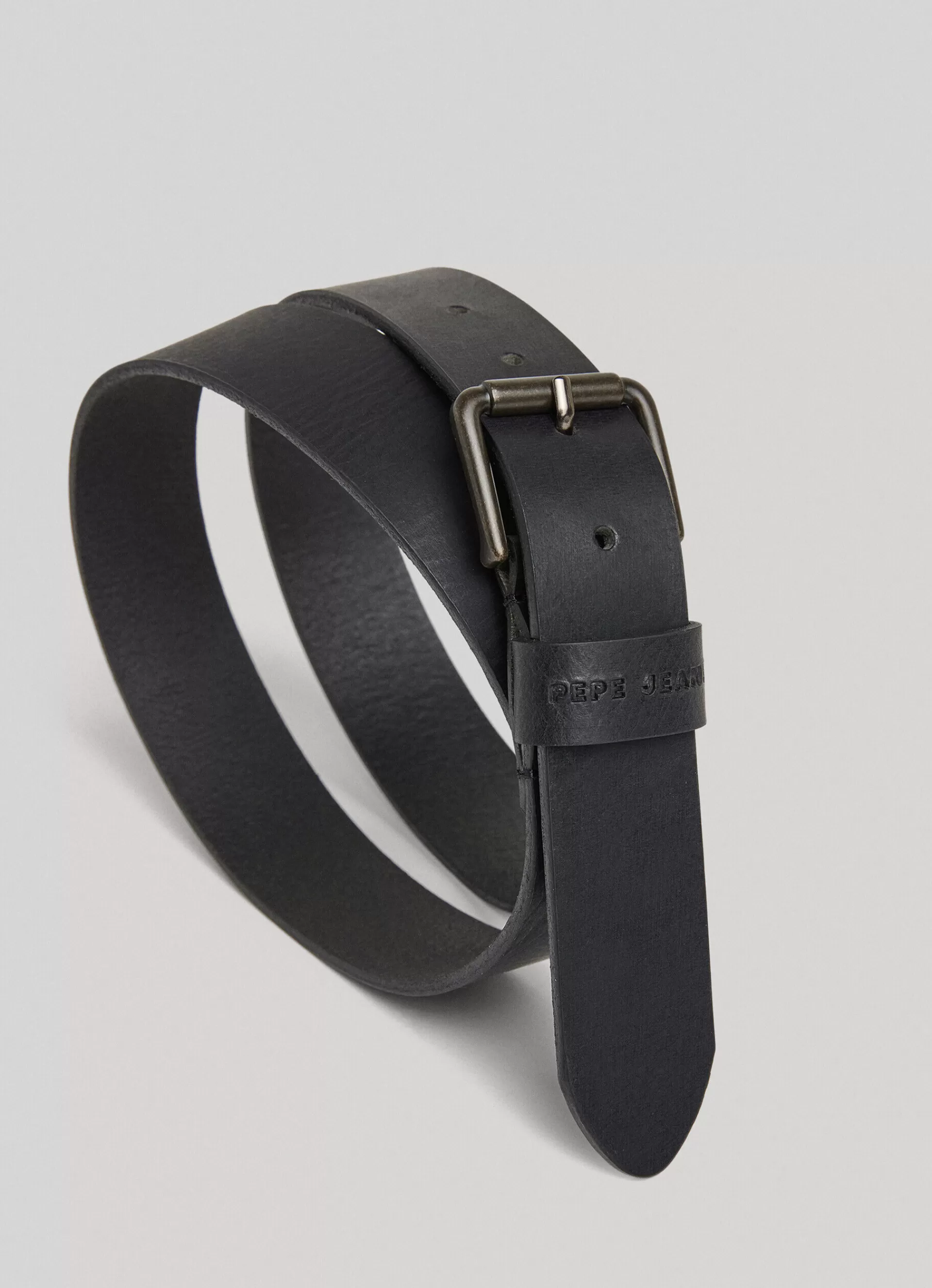 Belts*Men Pepe Jeans LEATHER BELT WITH METAL BUCKLE Black