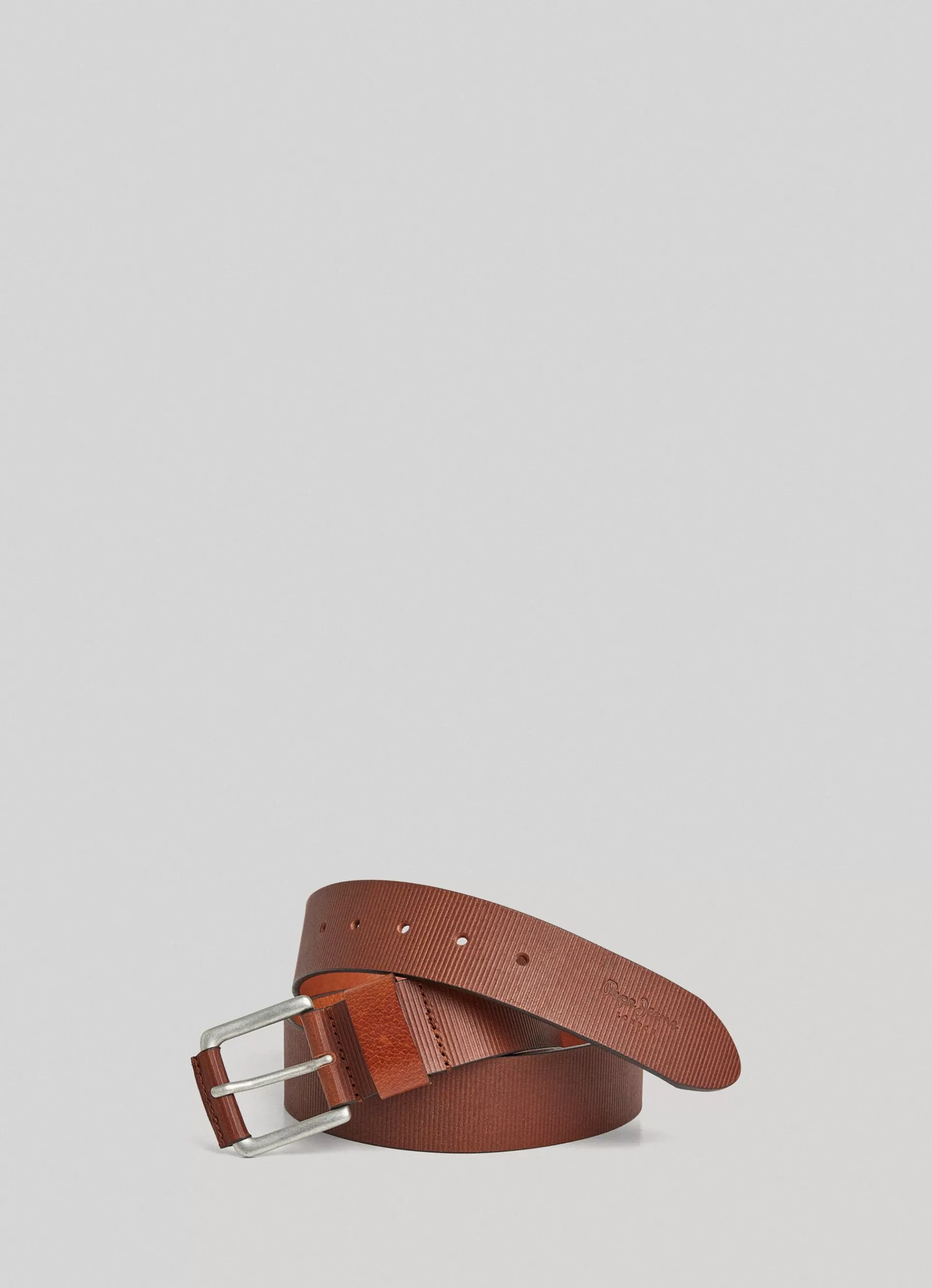 Belts*Men Pepe Jeans LEATHER BELT WITH SQUARE BUCKLE Cognac Brown