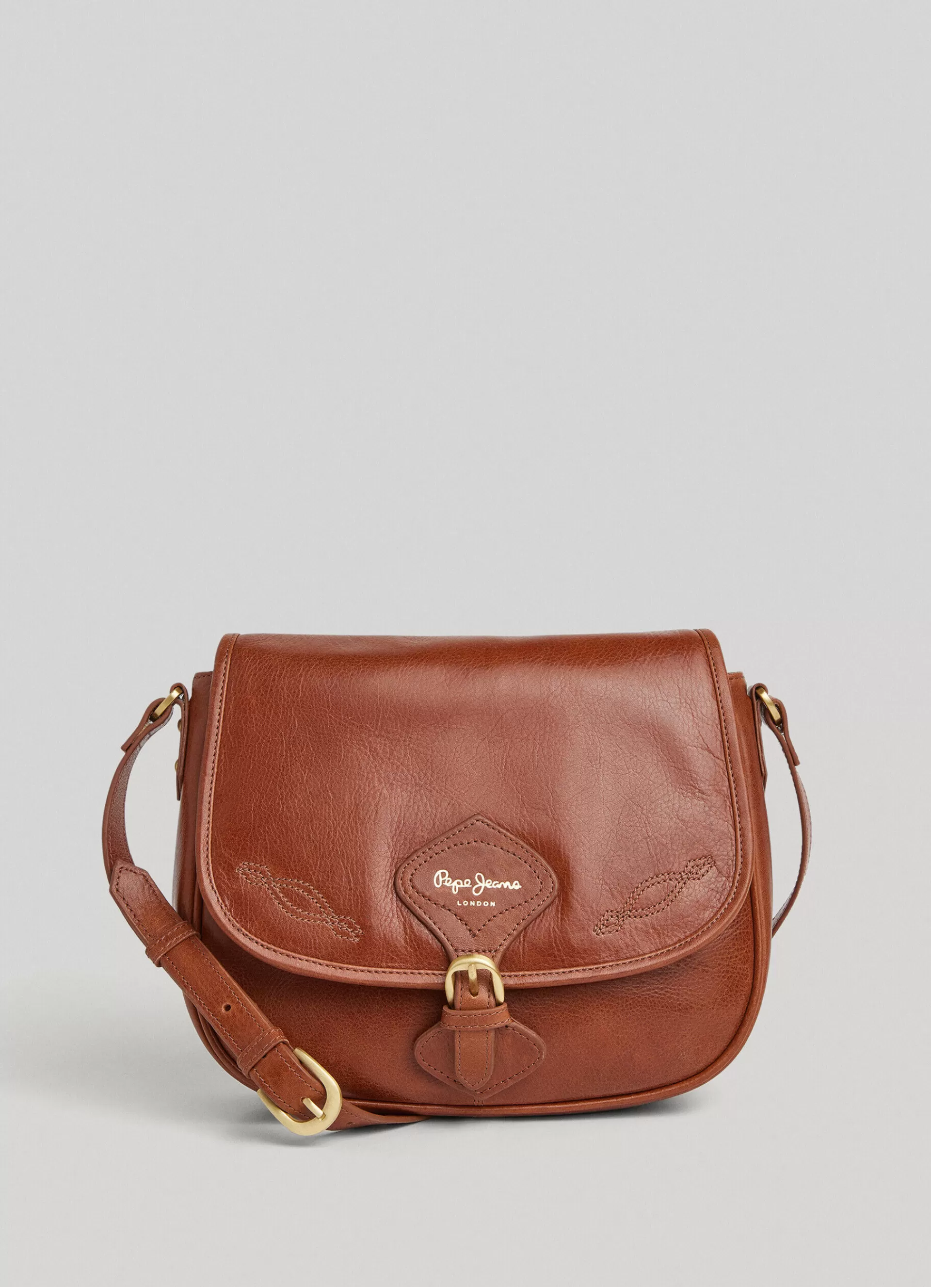 Bags & Backpacks*Women Pepe Jeans LEATHER CROSSBODY BAG Tobacco Brown