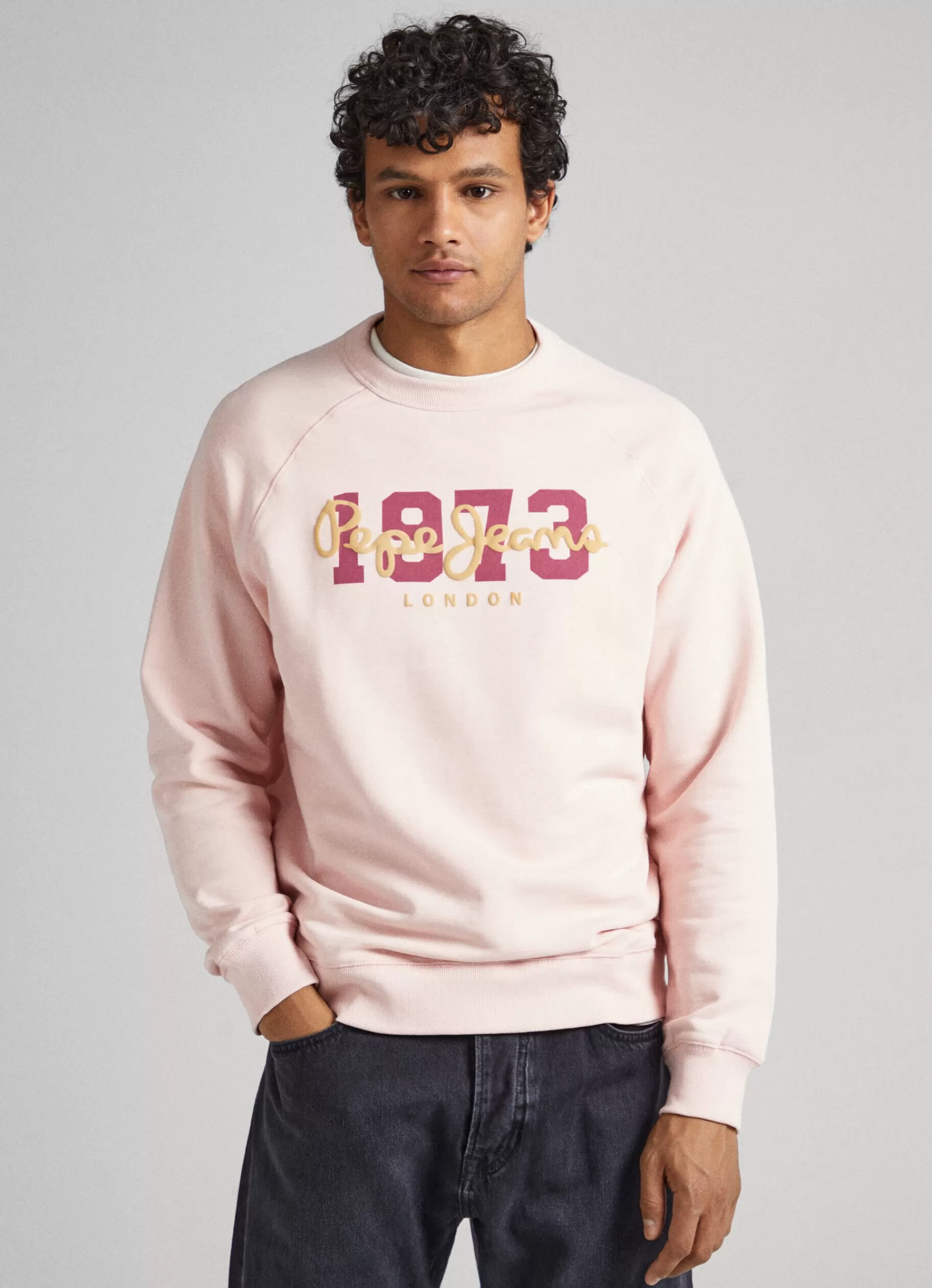 Sweatshirts & Hoodies*Men Pepe Jeans LOGO PRINT COTTON SWEATSHIRT Spritzer Pink