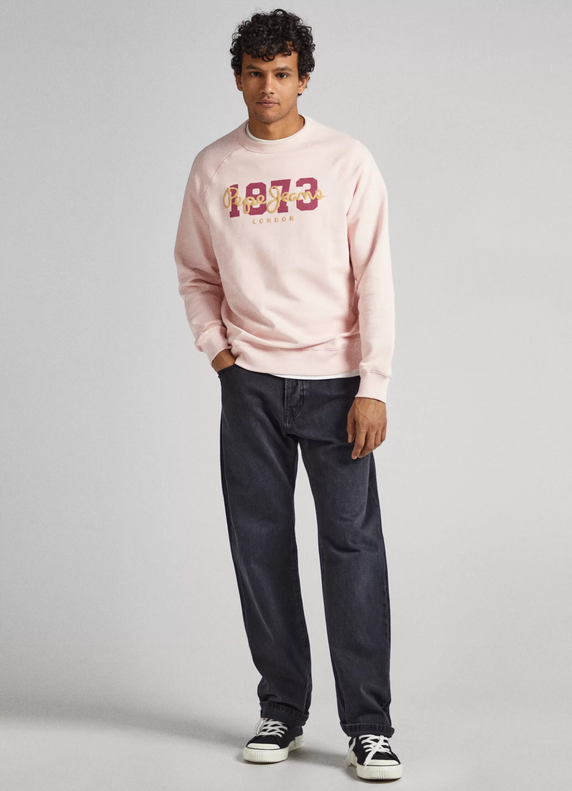 Sweatshirts & Hoodies*Men Pepe Jeans LOGO PRINT COTTON SWEATSHIRT Spritzer Pink