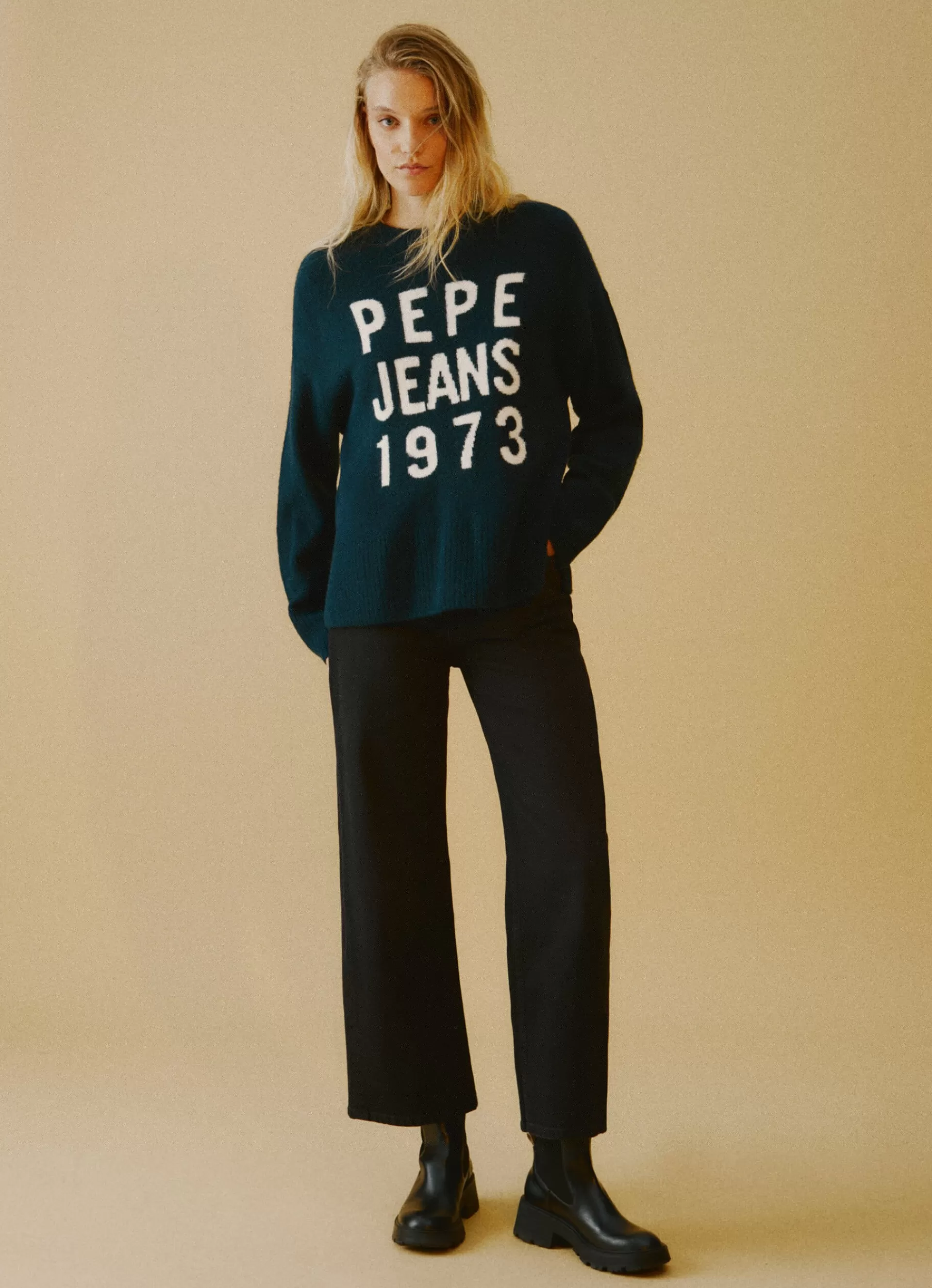 Sweaters & Cardigans | Knitwear*Women Pepe Jeans LOGO PRINT KNIT Dulwich Blue