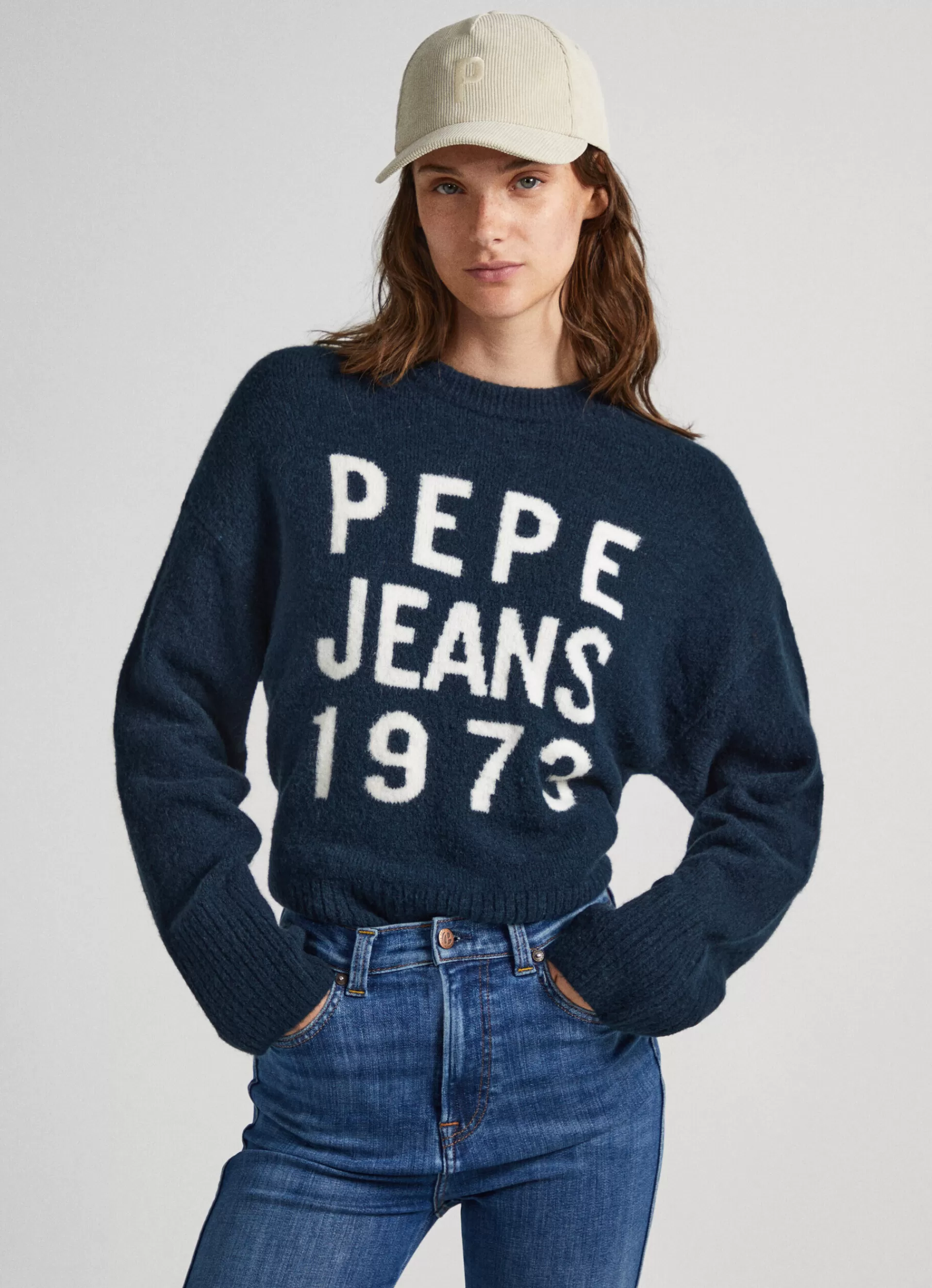 Sweaters & Cardigans | Knitwear*Women Pepe Jeans LOGO PRINT KNIT Dulwich Blue