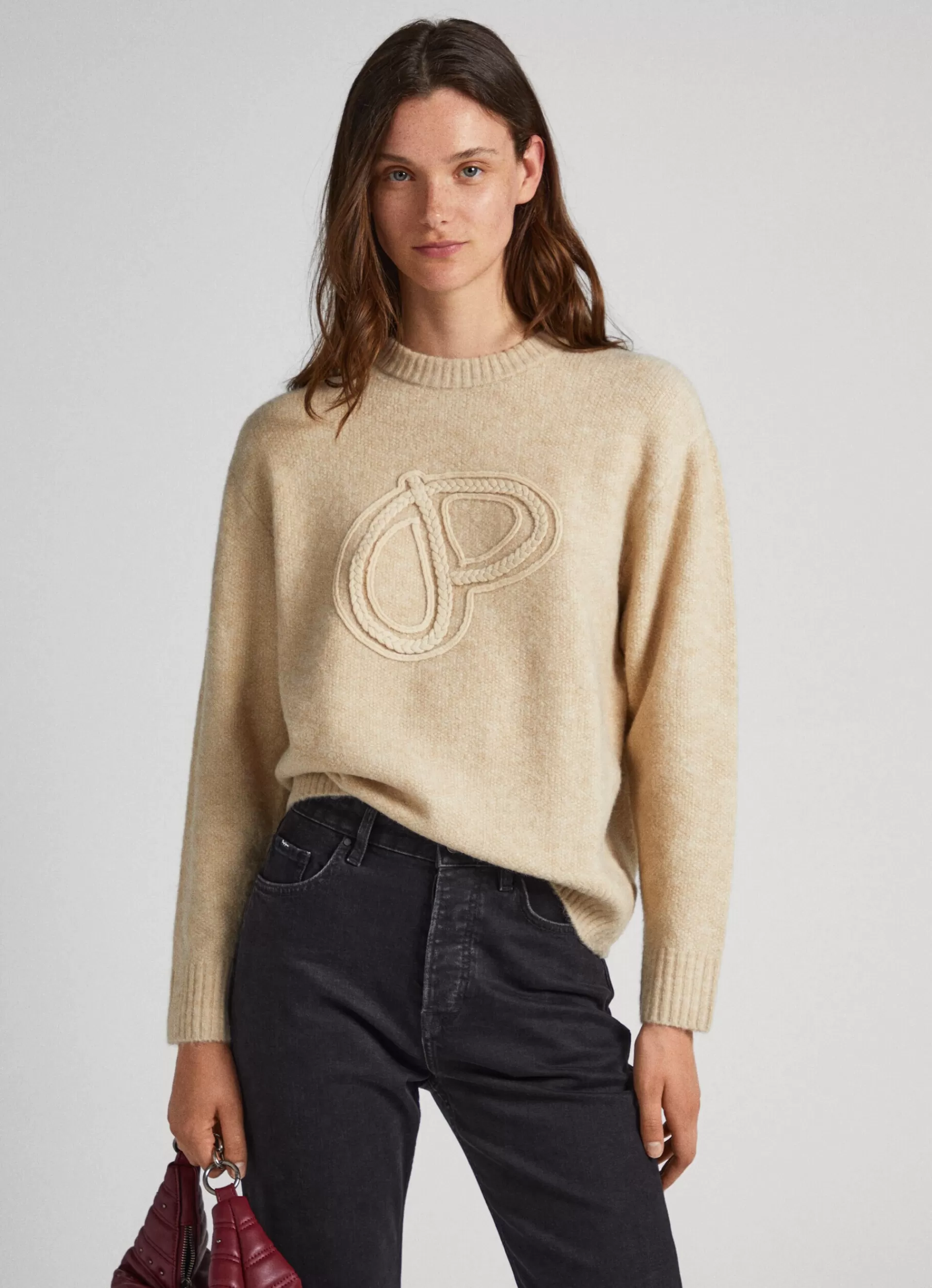 Sweaters & Cardigans | Knitwear*Women Pepe Jeans LOGO PRINT KNIT Sand Beige- Not Available