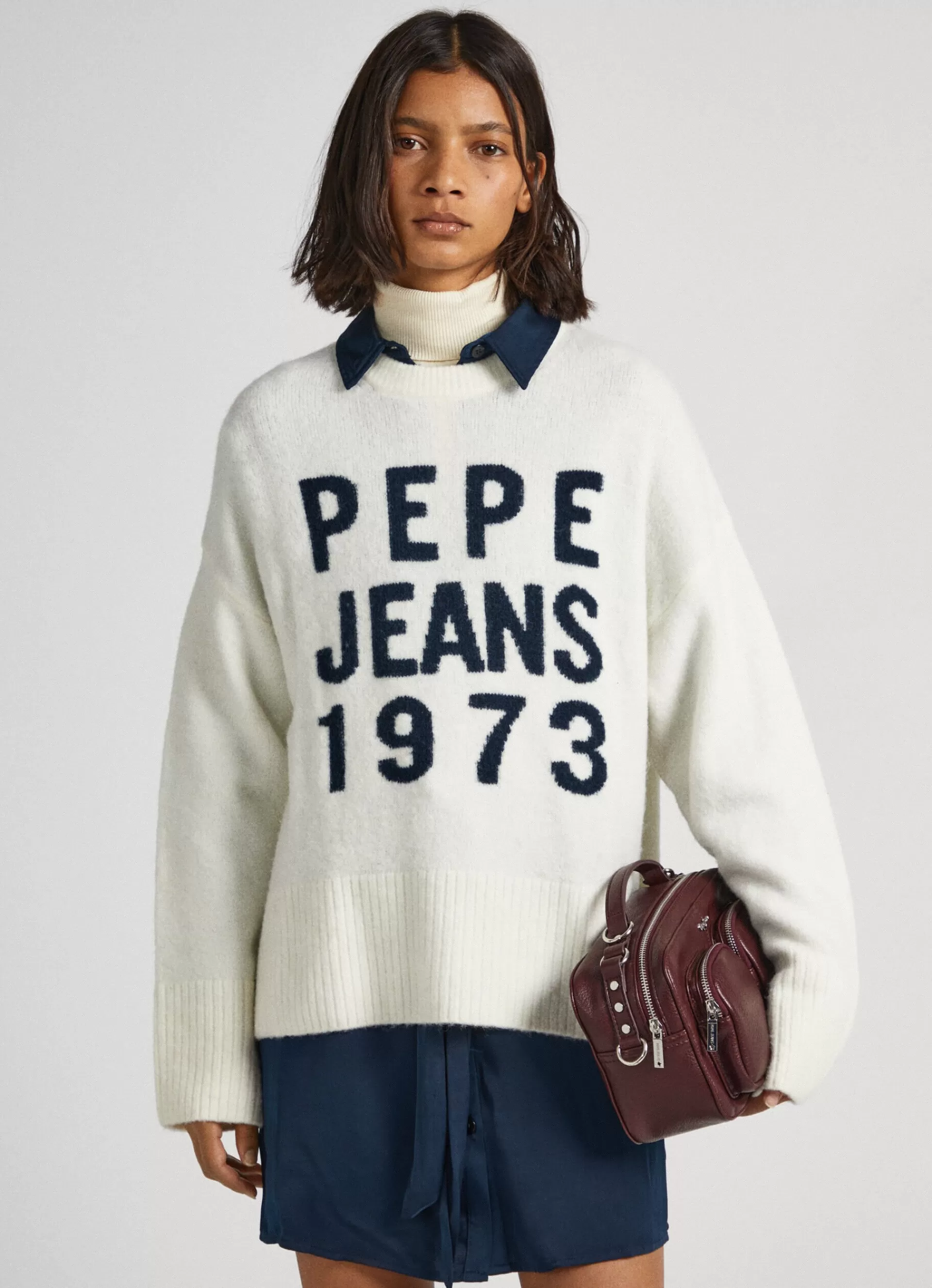 Sweaters & Cardigans | Knitwear*Women Pepe Jeans LOGO PRINT KNIT Mousse White