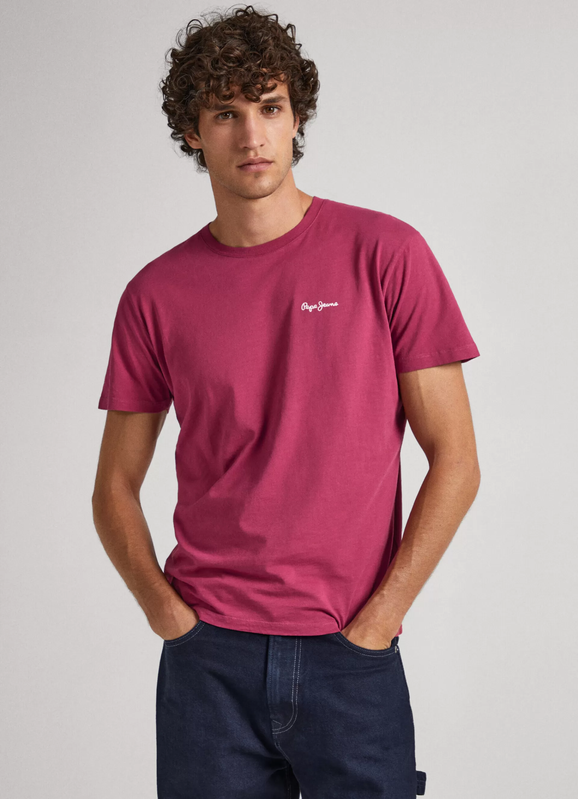 T-shirts*Men Pepe Jeans LOGO PRINT T-SHIRT Crushed Berry Red