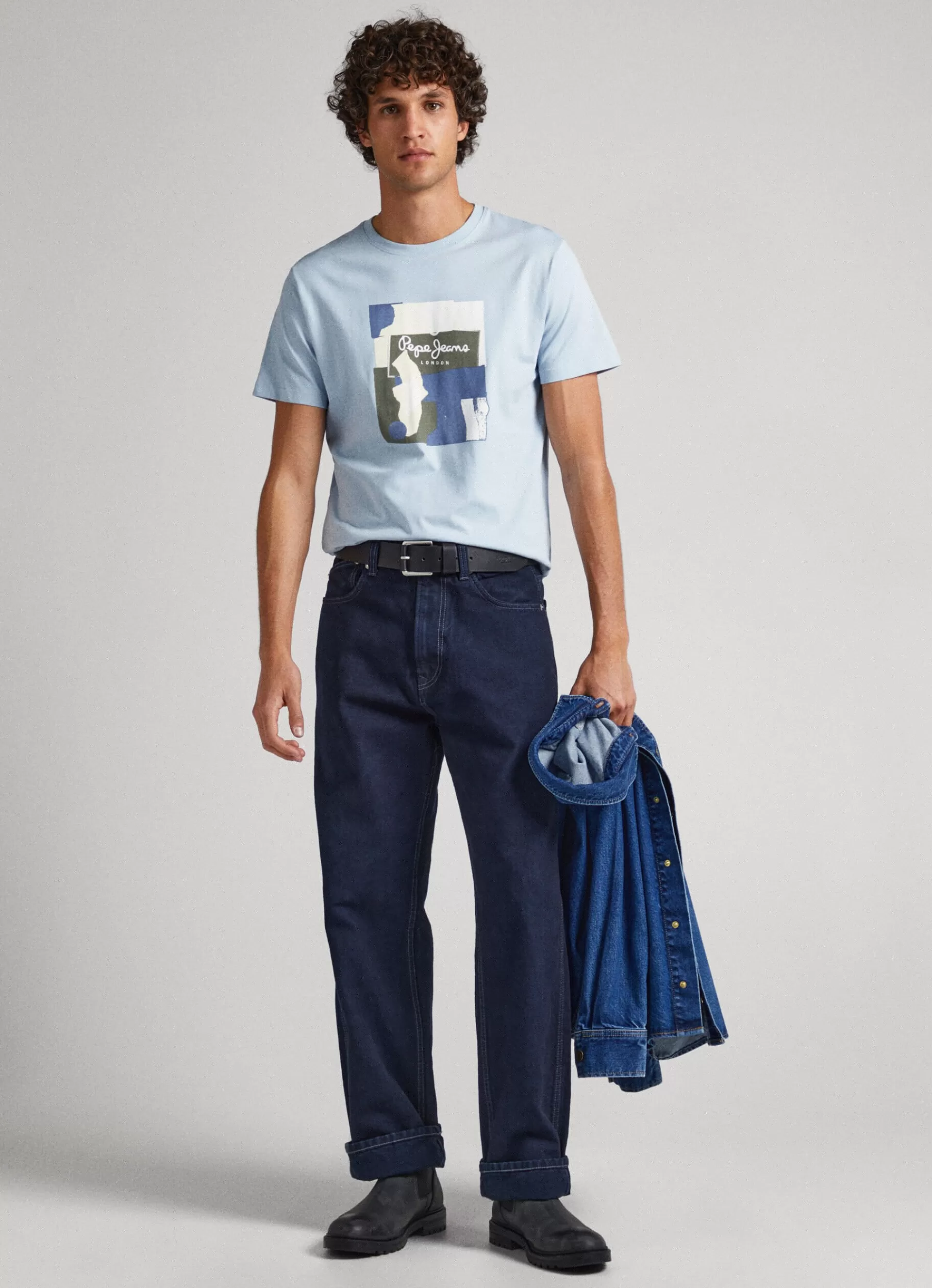 T-shirts*Men Pepe Jeans LOGO PRINT T-SHIRT Chambray Blue