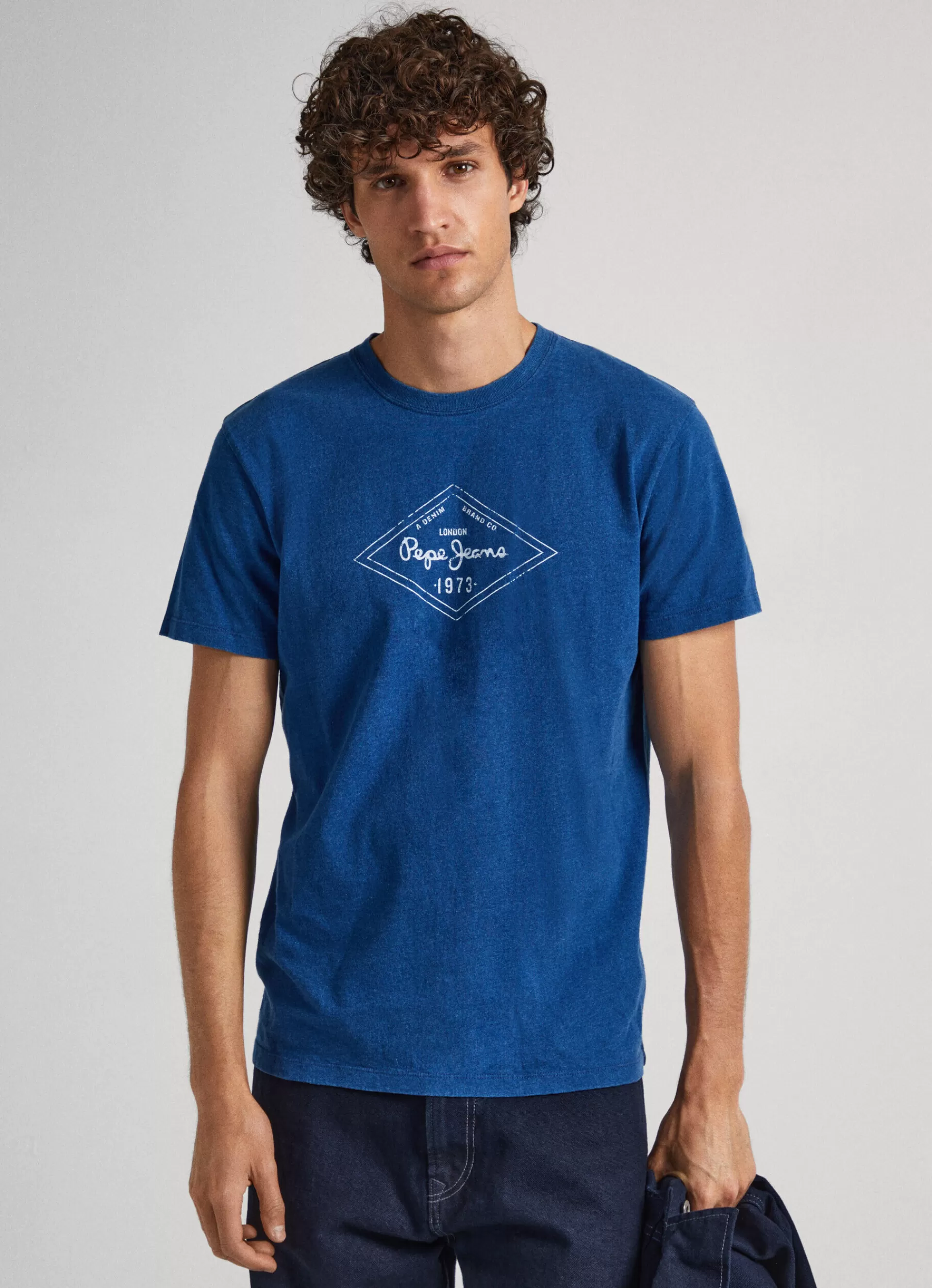 T-shirts*Men Pepe Jeans LOGO PRINT T-SHIRT Indigo Blue