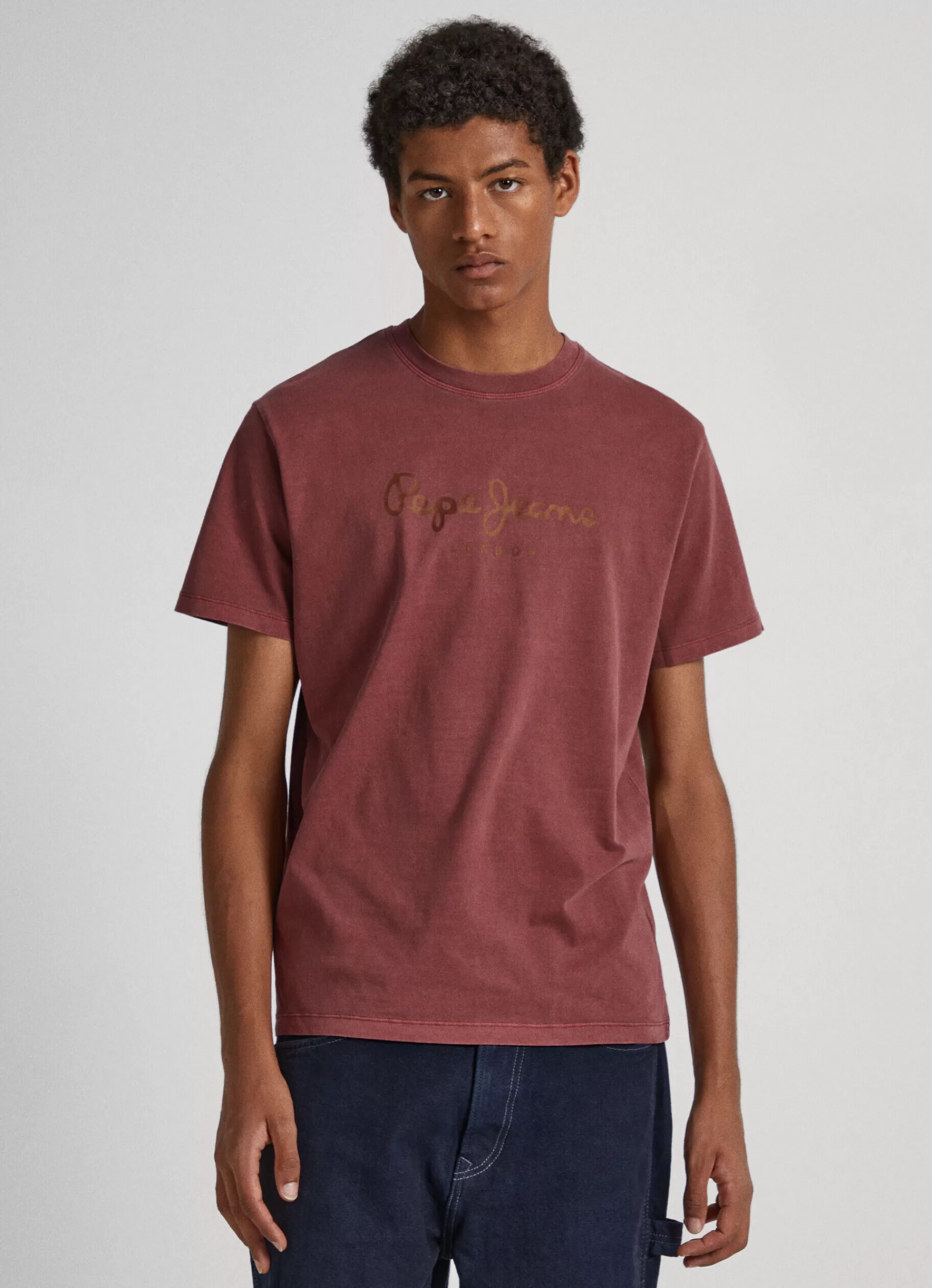 T-shirts*Men Pepe Jeans LOGO PRINT T-SHIRT Burgundy Red