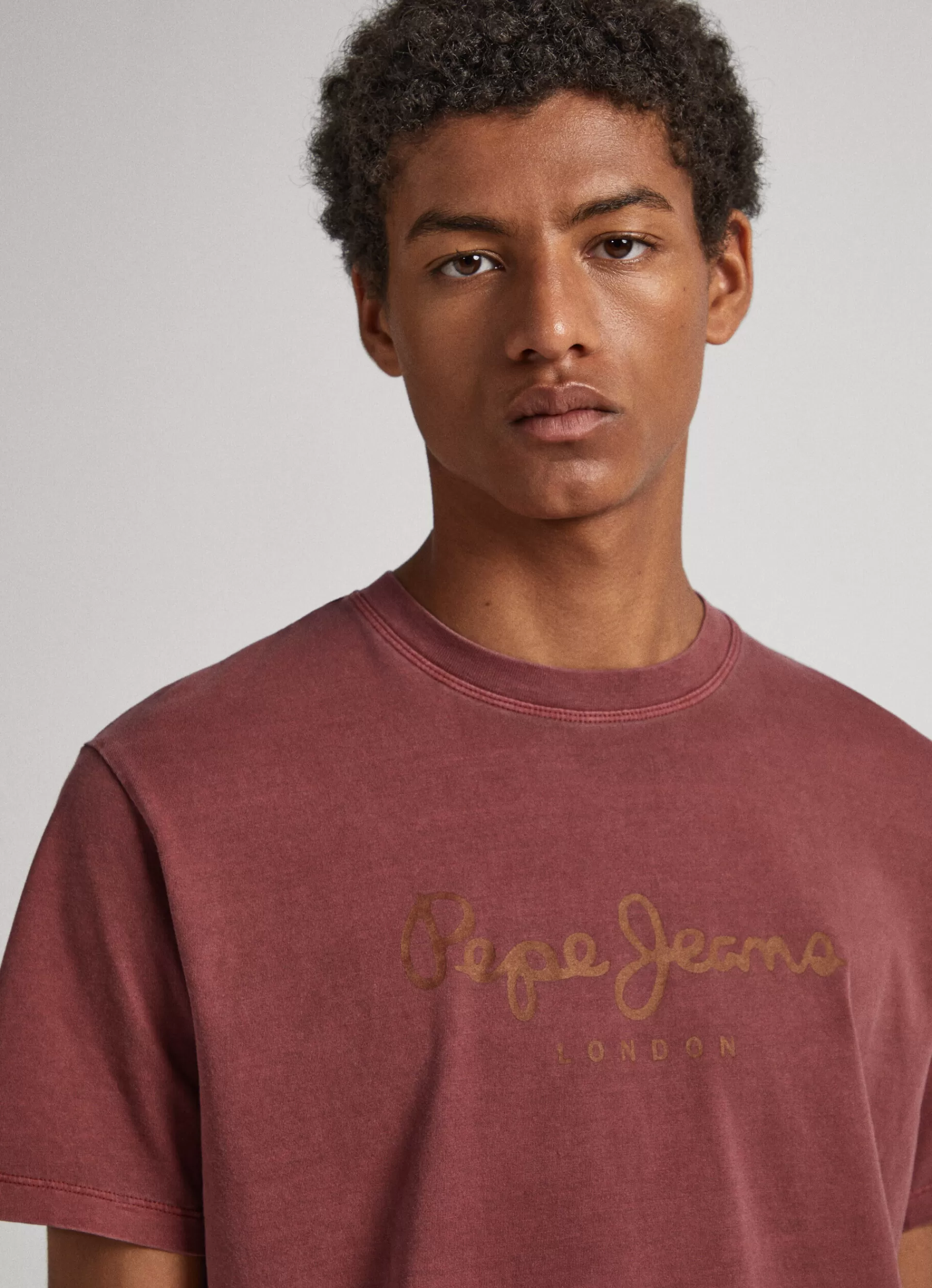 T-shirts*Men Pepe Jeans LOGO PRINT T-SHIRT Burgundy Red