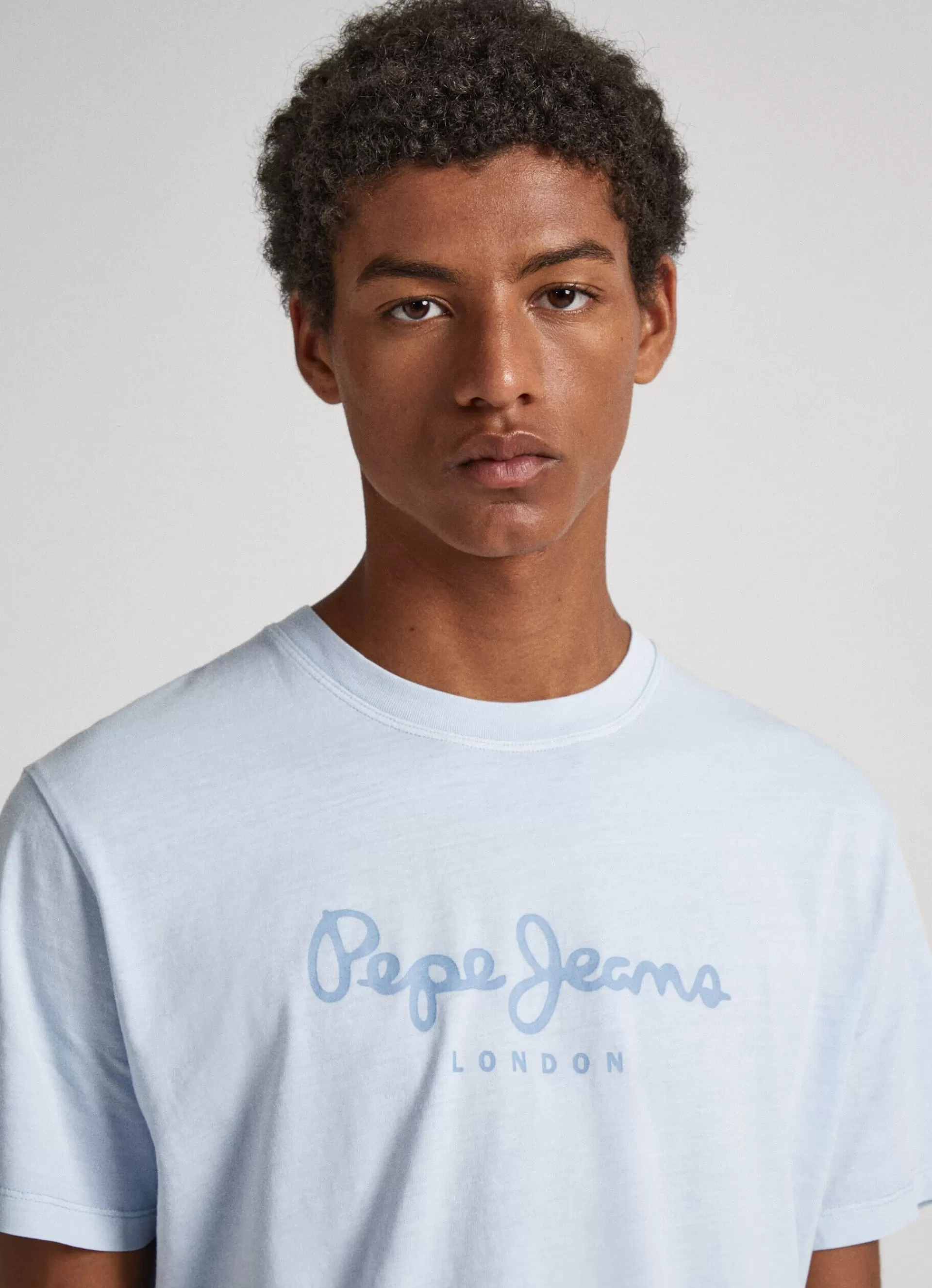 T-shirts*Men Pepe Jeans LOGO PRINT T-SHIRT Bleach Blue