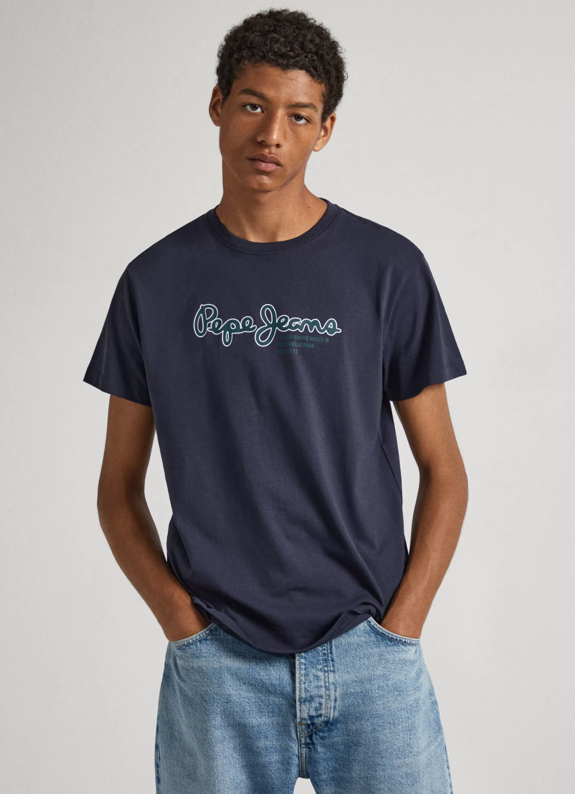 T-shirts*Men Pepe Jeans LOGO PRINT T-SHIRT Dulwich Blue