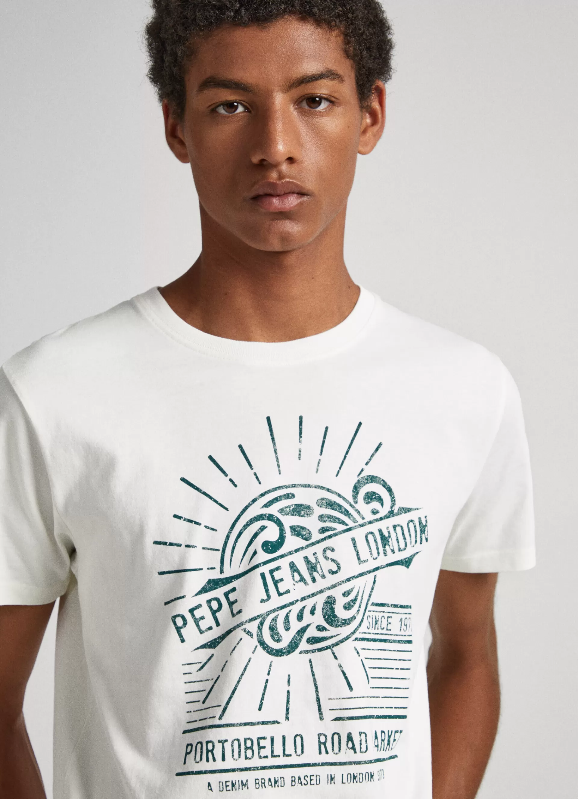 T-shirts*Men Pepe Jeans LOGO PRINT T-SHIRT Ivory White