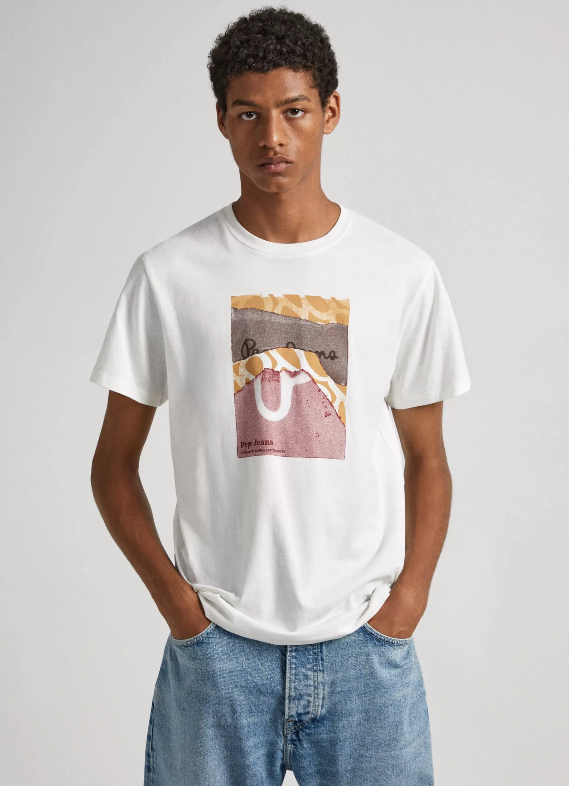 T-shirts*Men Pepe Jeans LOGO PRINT T-SHIRT Off White