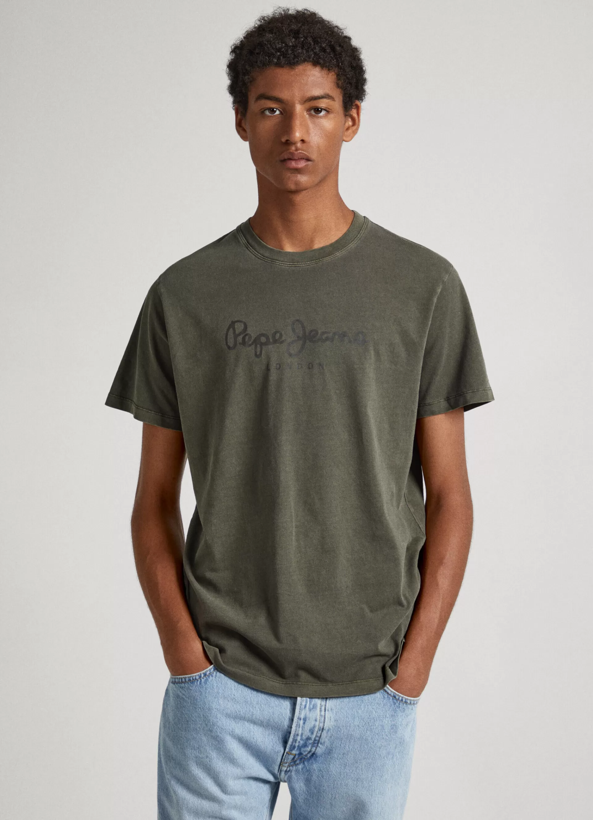 T-shirts*Men Pepe Jeans LOGO PRINT T-SHIRT Olive Green