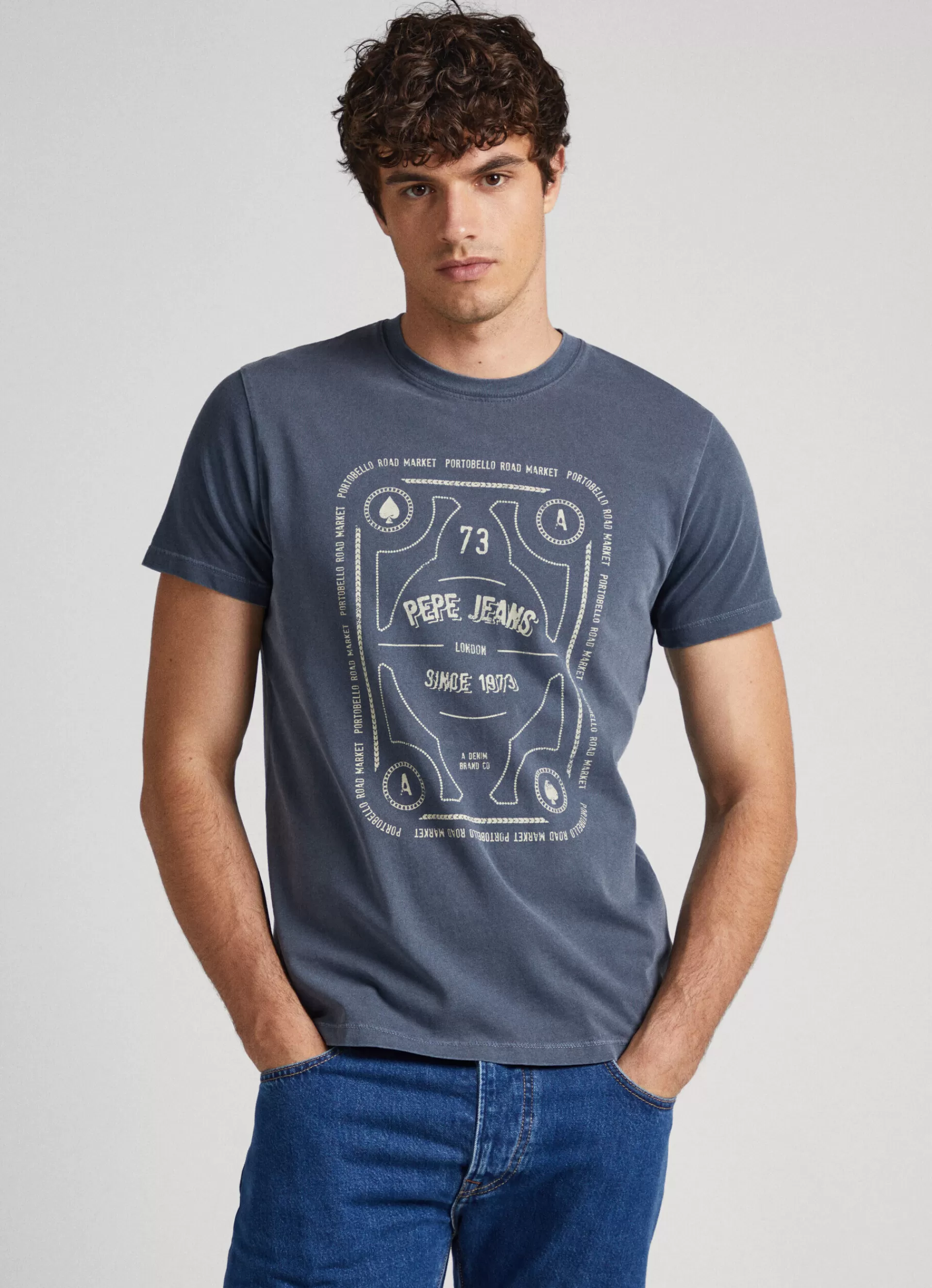 T-shirts*Men Pepe Jeans LOGO PRINT T-SHIRT Dulwich Blue