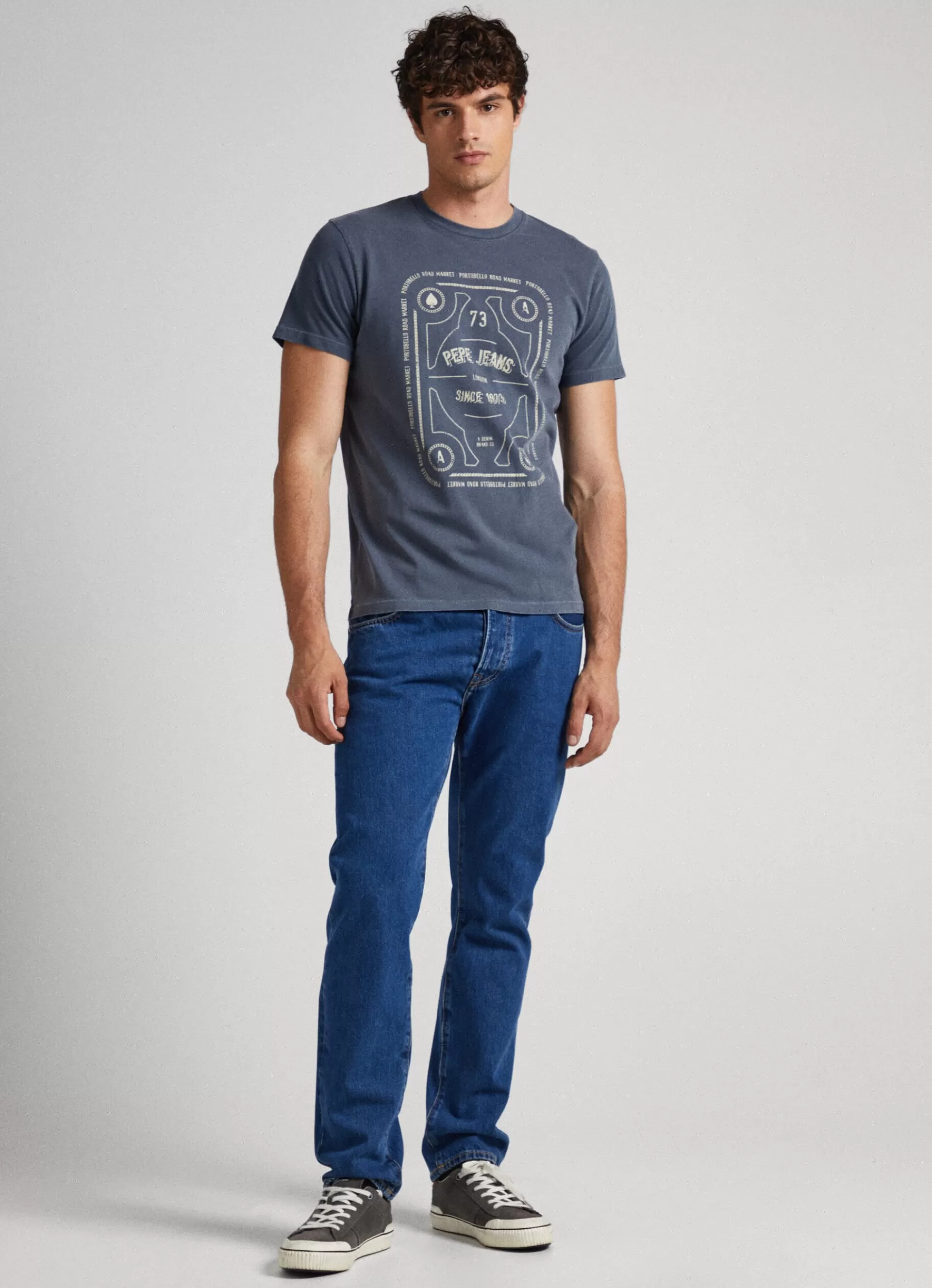 T-shirts*Men Pepe Jeans LOGO PRINT T-SHIRT Dulwich Blue