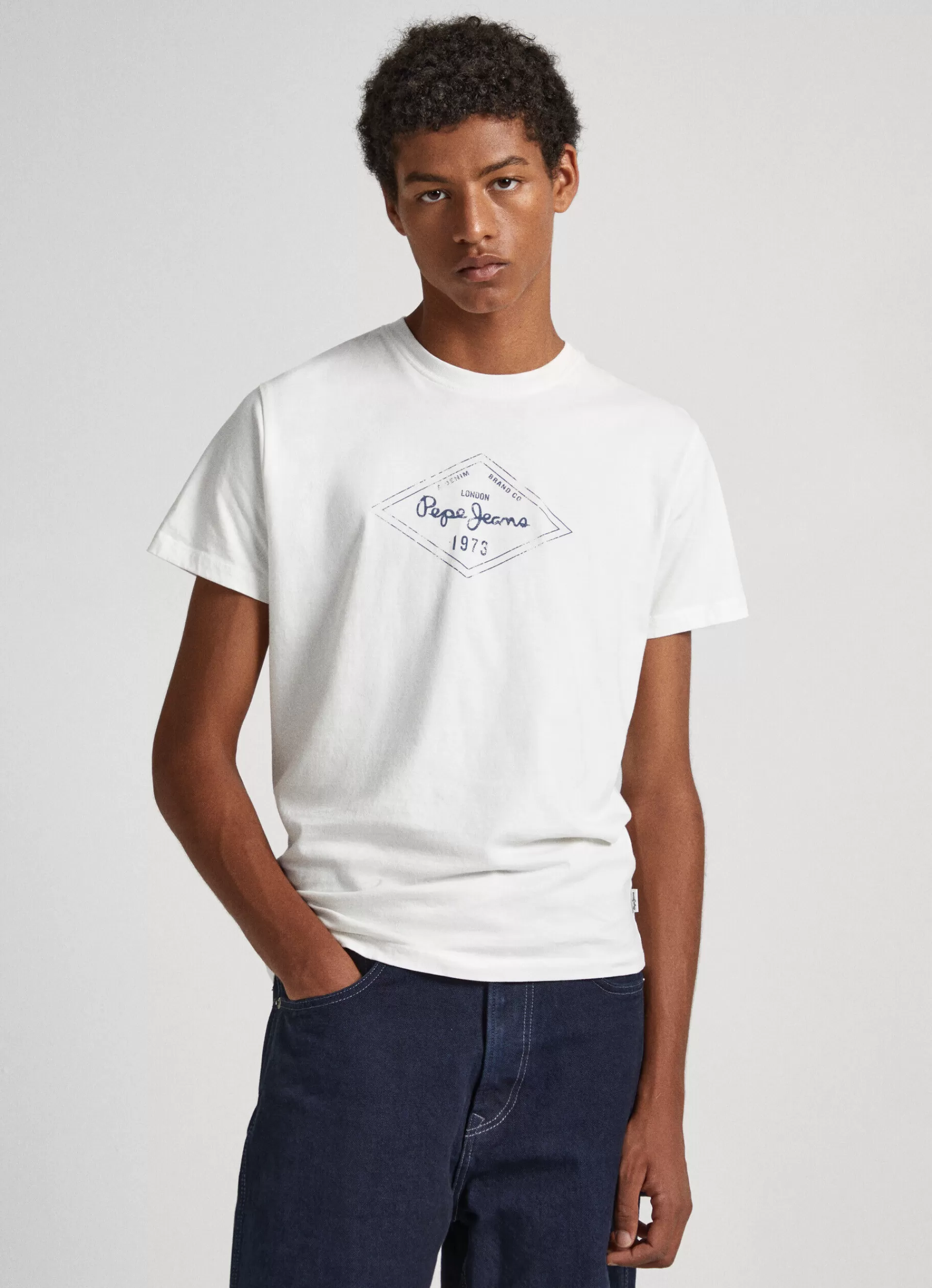 T-shirts*Men Pepe Jeans LOGO PRINT T-SHIRT Off White