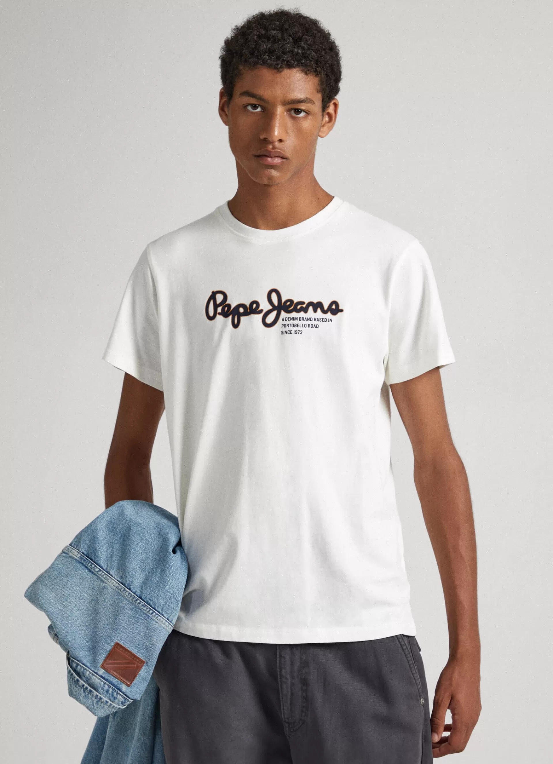 T-shirts*Men Pepe Jeans LOGO PRINT T-SHIRT Off White