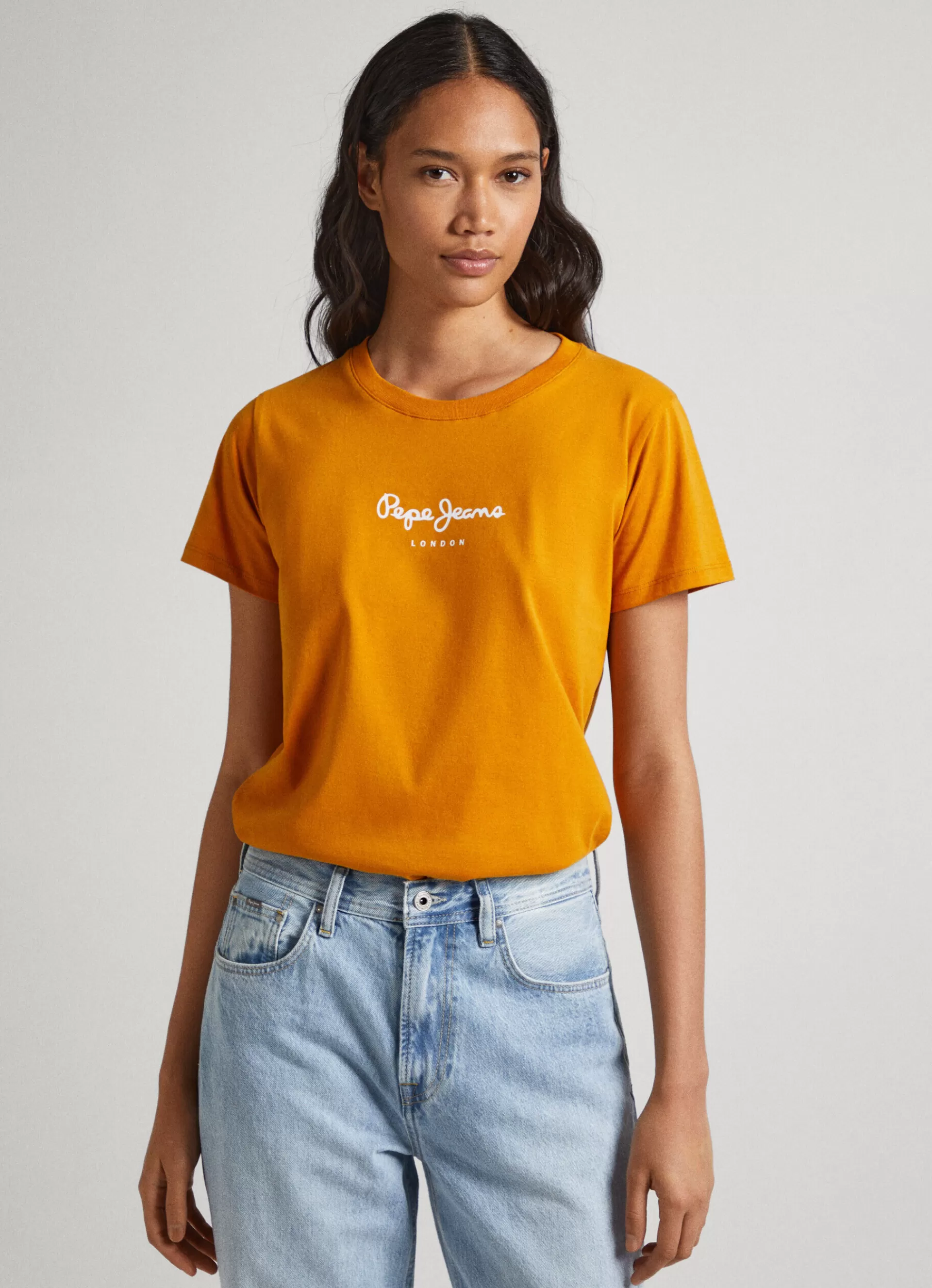 T-shirts*Women Pepe Jeans LOGO PRINT T-SHIRT Ochre Yellow